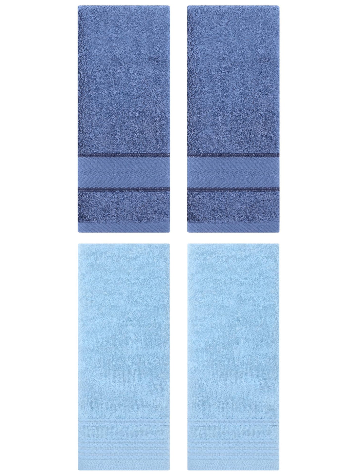 Unique Bargains 4 Pcs Striped Quick Drying Non-Linting Hand Towel Blue/Light Blue
