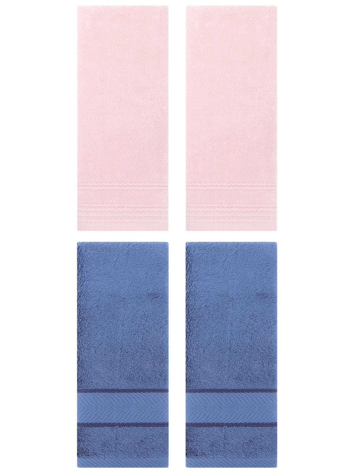 Unique Bargains 4 Pcs Striped Quick Drying Non-Linting Hand Towel Pink/Light Blue