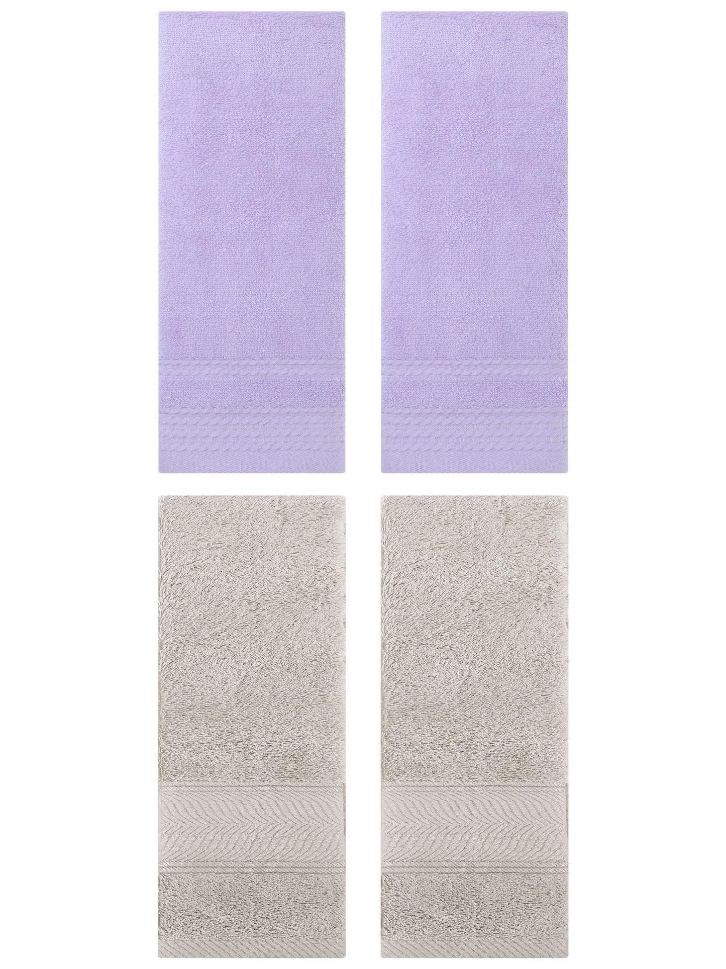 Unique Bargains 4 Pcs Striped Quick Drying Non-Linting Hand Towel Purple/Light Brown