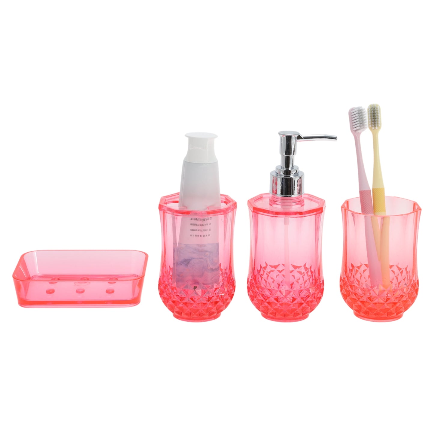 Unique Bargains 4Pcs Durable Bathroom Accessories Set Red