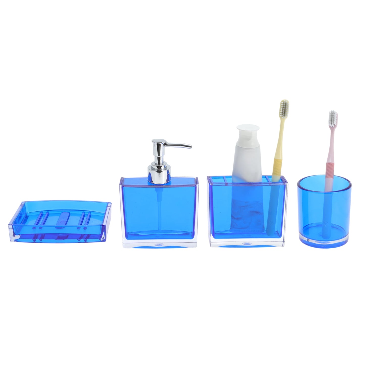 Unique Bargains 4Pcs Lightweight Bathroom Accessories Set Blue