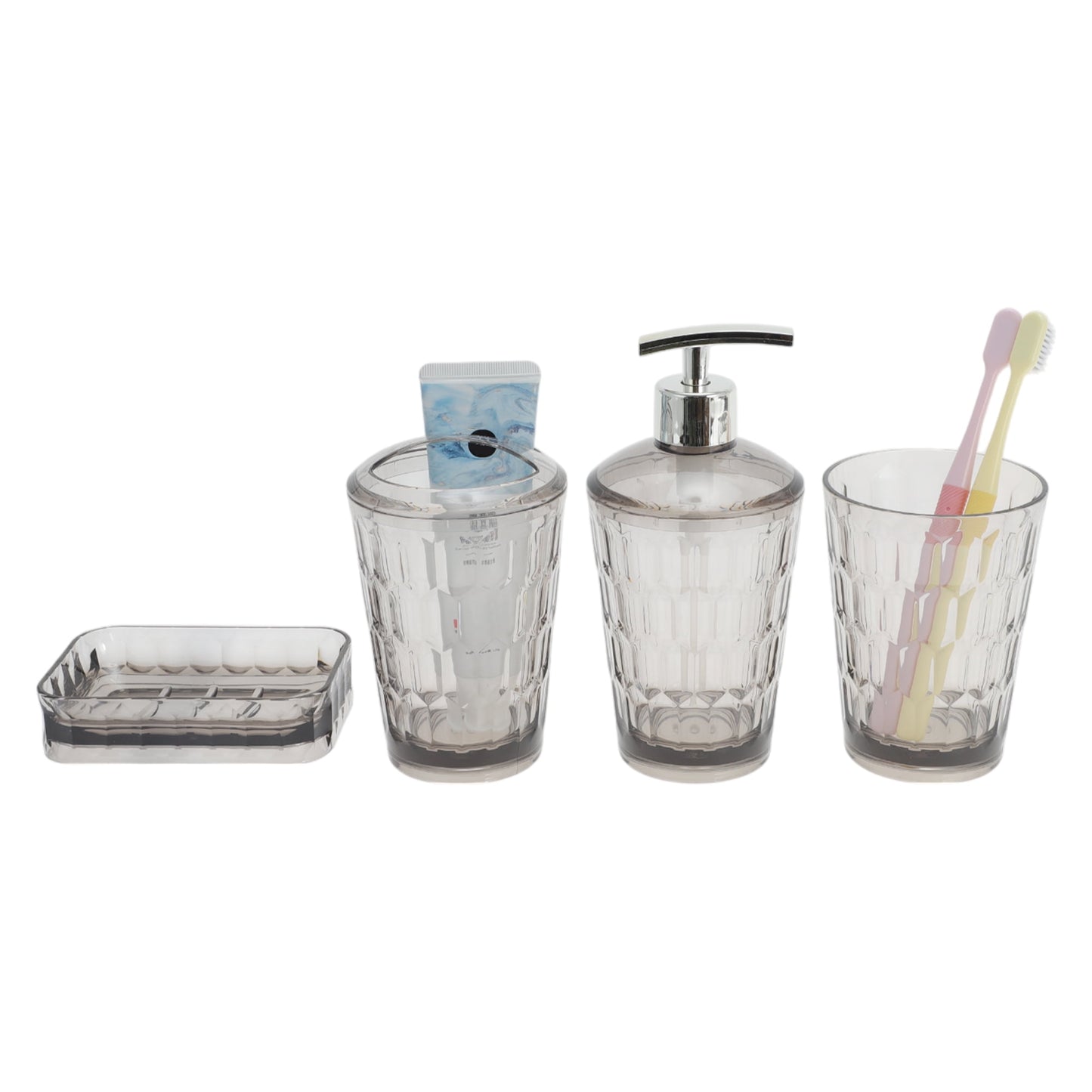 Unique Bargains 4Pcs Transparent Bathroom Accessories Set Gray