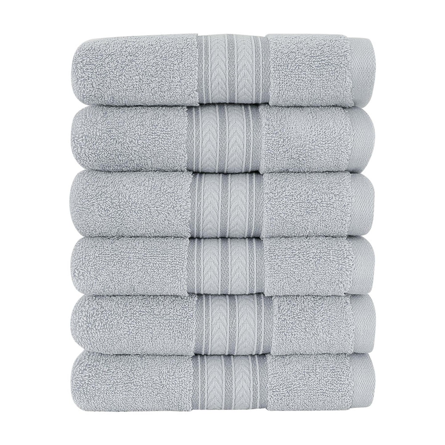Unique Bargains 6-Pack 100% Cotton Absorbent Bathroom Towel Gray