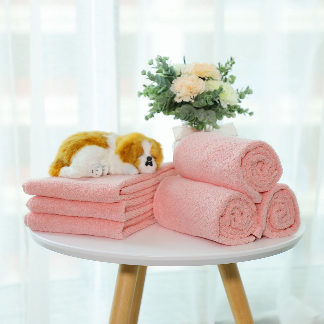Unique Bargains 6-Pack Cotton Plush Hand Towel Washcloth Dark Blue 29" x 13"