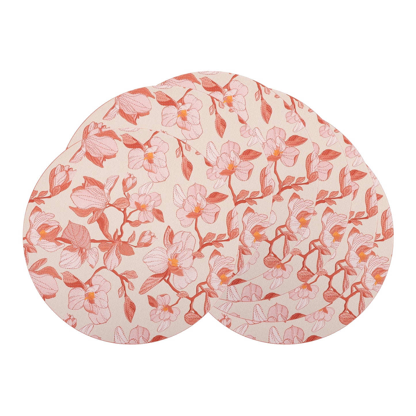 Unique Bargains 6pcs Faux Leather Floral Placemats Red 13"x13"