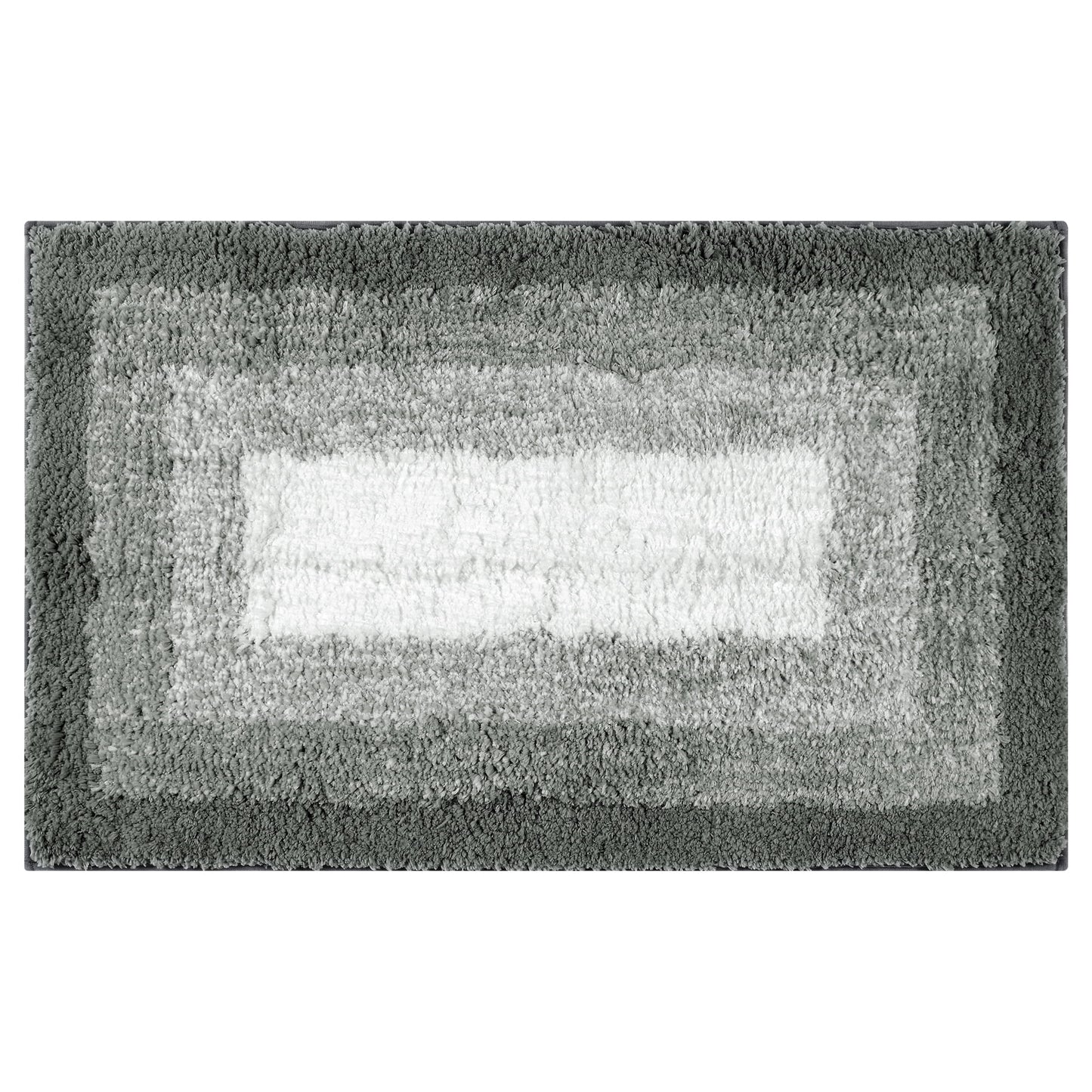Unique Bargains Absorbent Bath Rug Non-Slip Plush Shaggy Bath Carpet Bath Mats Gray Geometry Rectangle 20" x 32"
