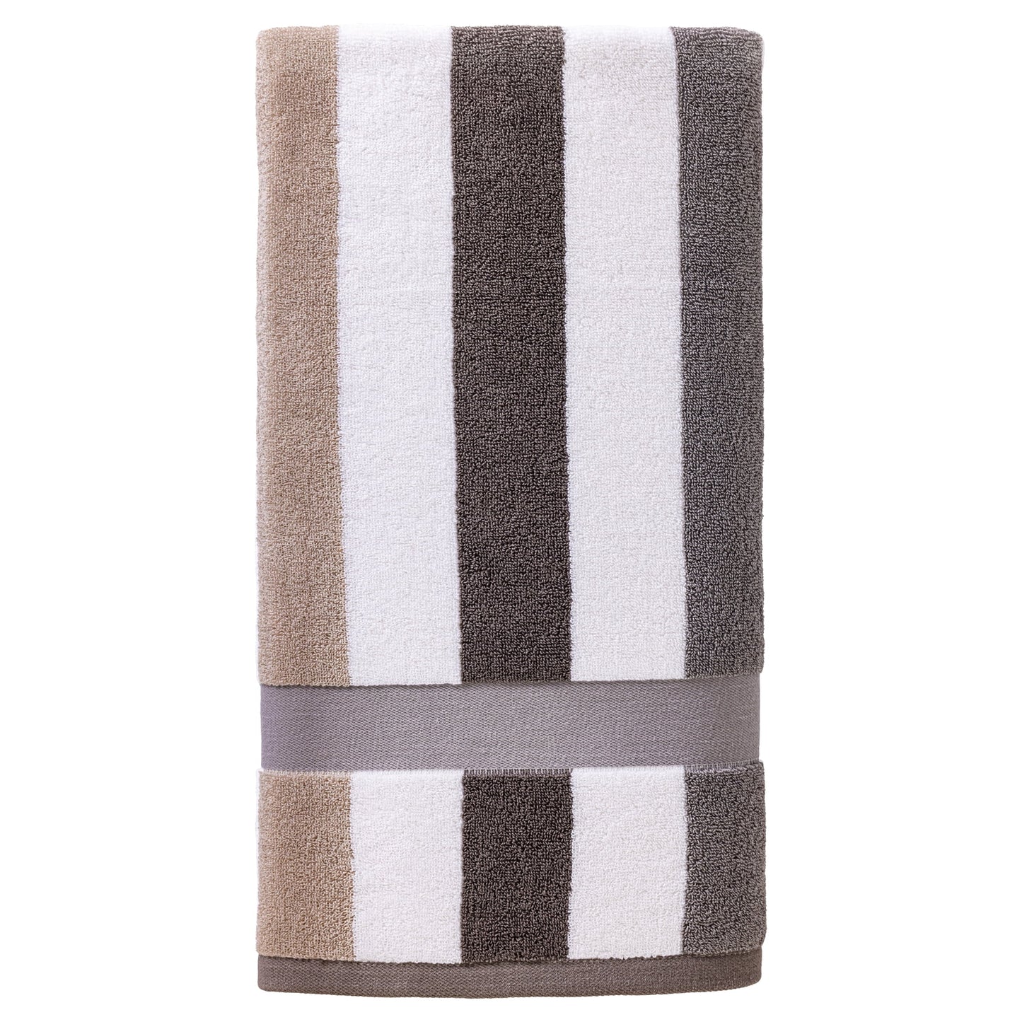 Unique Bargains Absorbent Stripe Ultra Soft Cotton Bath Towel Grey 55" x 28"