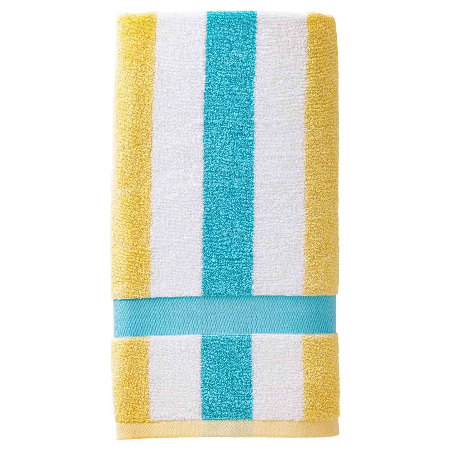 Unique Bargains Absorbent Stripe Ultra Soft Cotton Bath Towel Lake Blue 55" x 28"