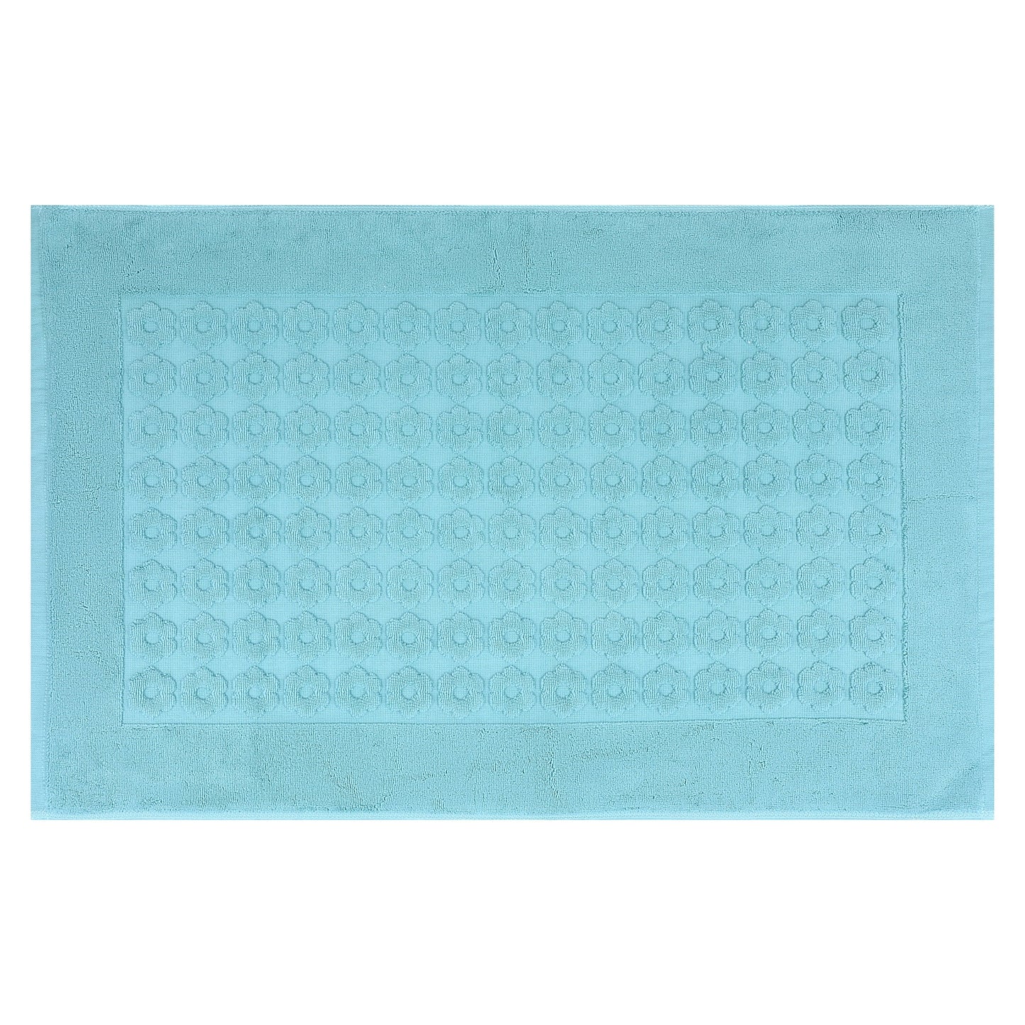 Unique Bargains Bath Rugs Towel Cotton Absorbent Hotel Shower Floor Mat Blue 20" x 32"