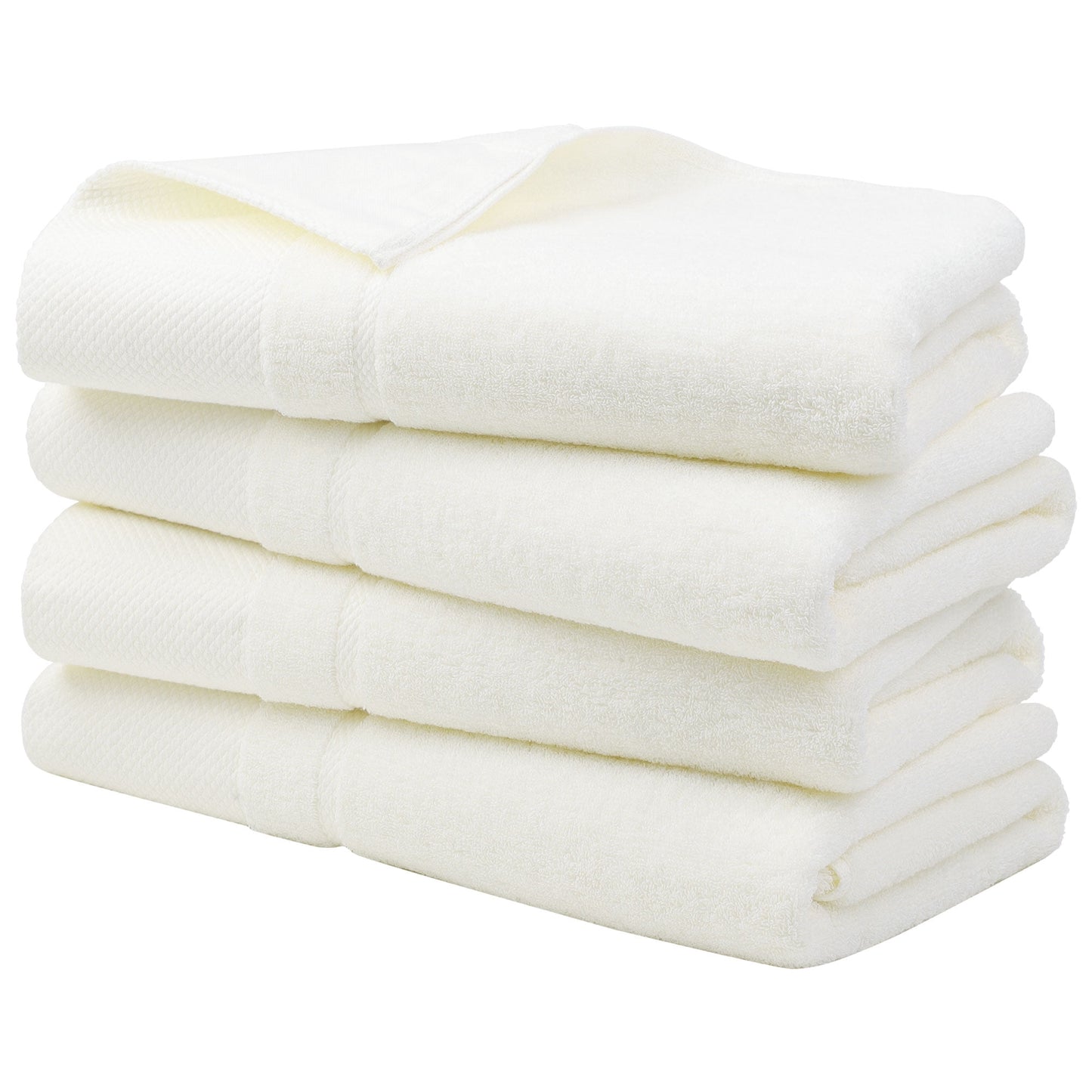 Unique Bargains Bath Towel Set 27" x 54" Soft 100% Combed Cotton 600 GSM Luxury Towels 4 Beige