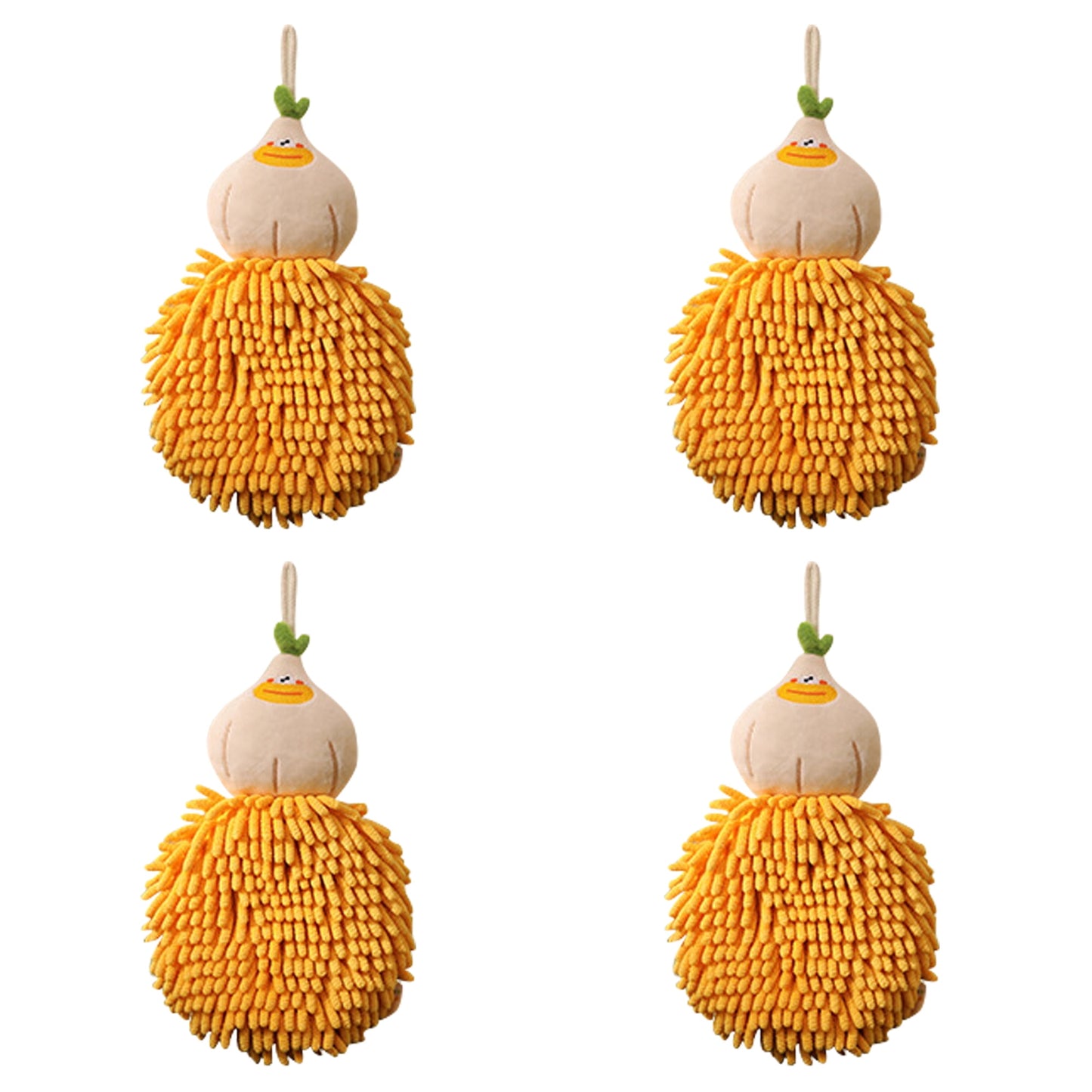 Unique Bargains Cartoon Fuzzy Ball Hand Towels Quick Dry Orange 4-Piece