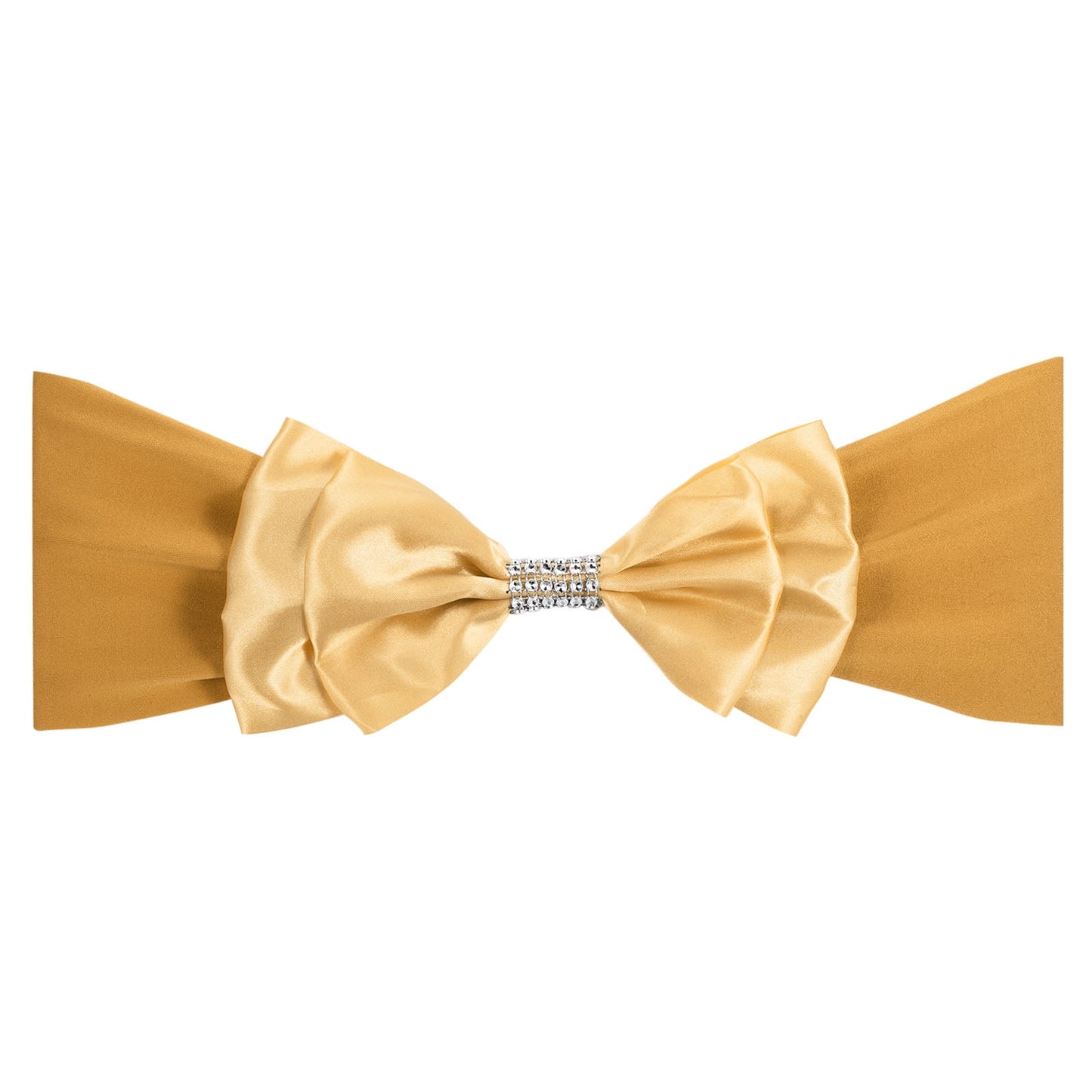 Unique Bargains Chair Sash Bow Spandex Stretch Chair Cover Bands Sashes with Bow Knot 10 Gold Tone