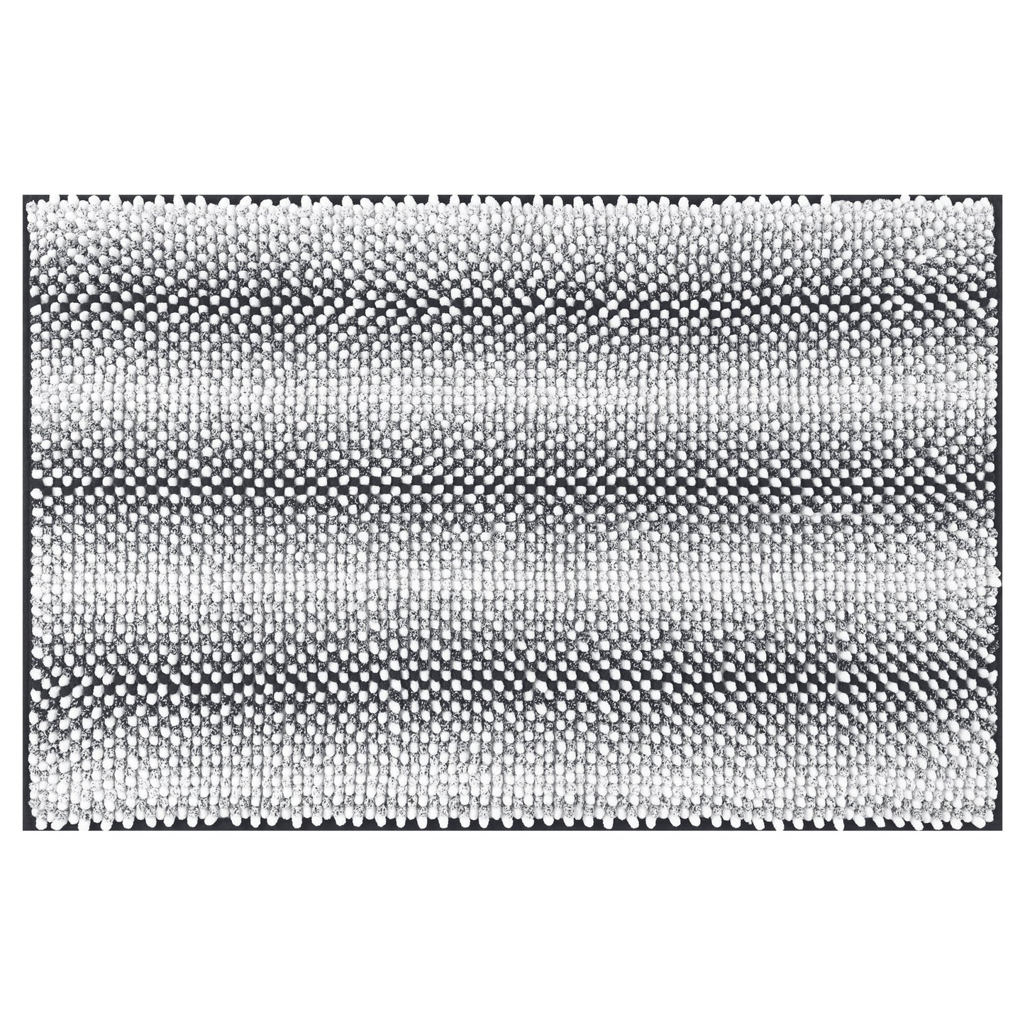 Unique Bargains Chenille Bathroom Rug Absorbent Non-Slip Striped Plush Shaggy Bath Rugs Dark Grey 20" x 32"