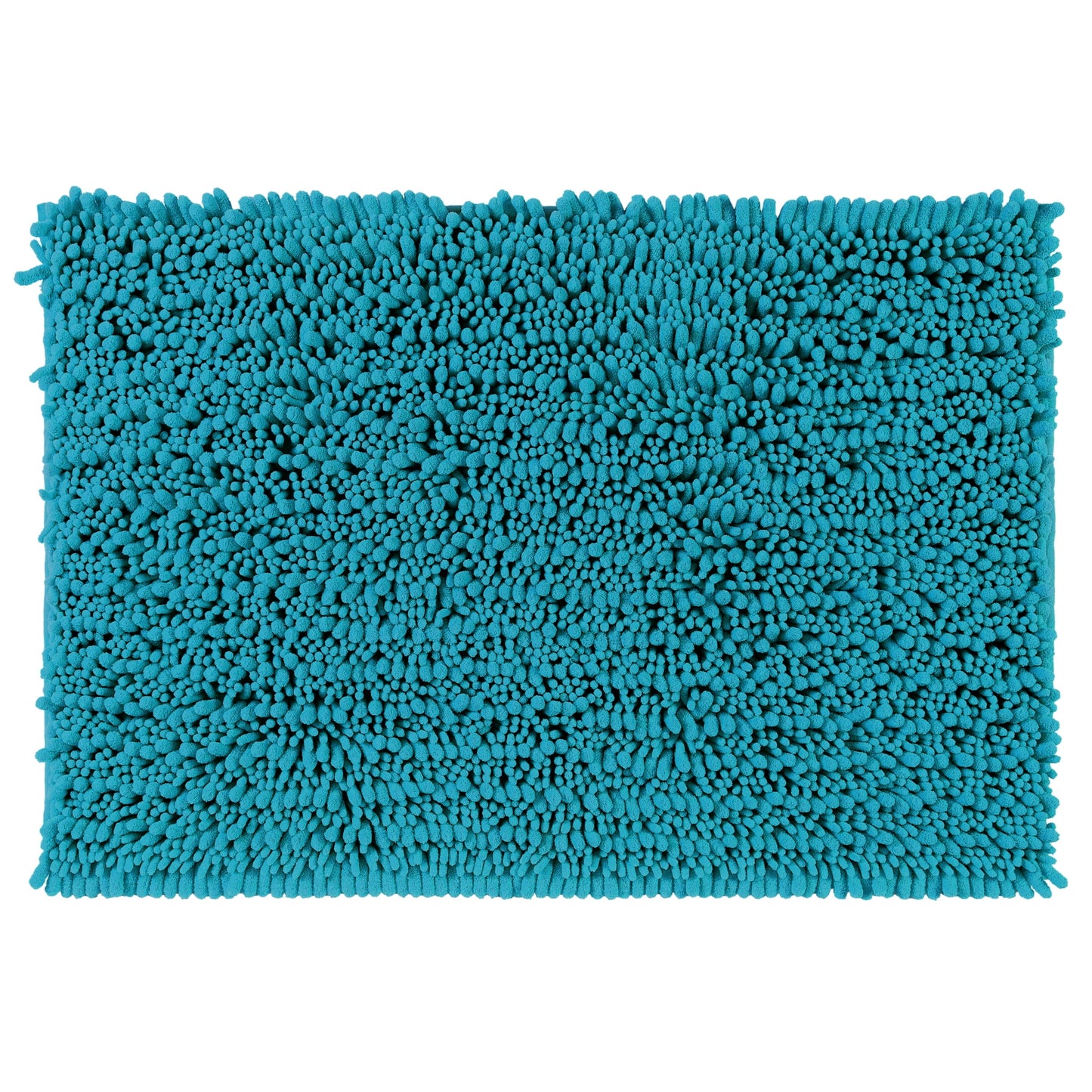 Unique Bargains Chenille Bathroom Rugs Non-Slip Bath Rugs Plain Washable Soft Shower Mat Blue 16" x 24"
