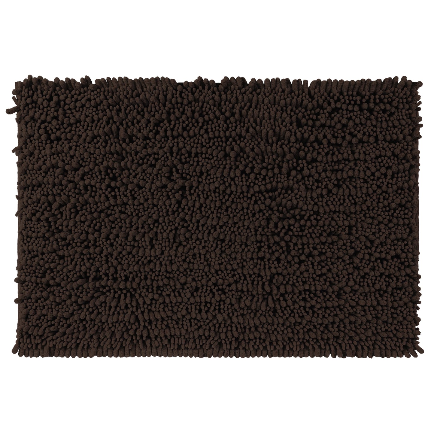 Unique Bargains Chenille Bathroom Rugs Non-Slip Bath Rugs Plain Washable Soft Shower Mat Brown 16" x 24"