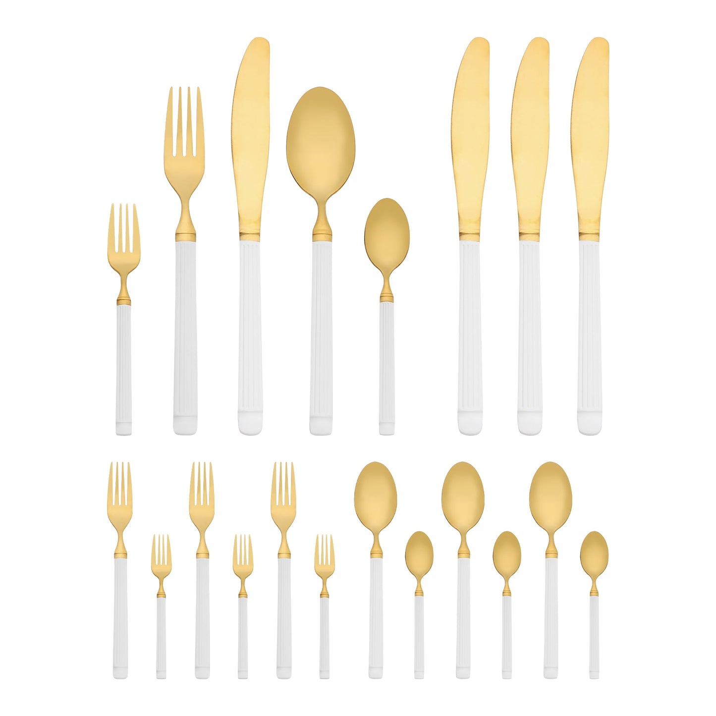 Unique Bargains Classic Stainless Steel Flatware Sets for Multiple Uses White Gold 20pcs
