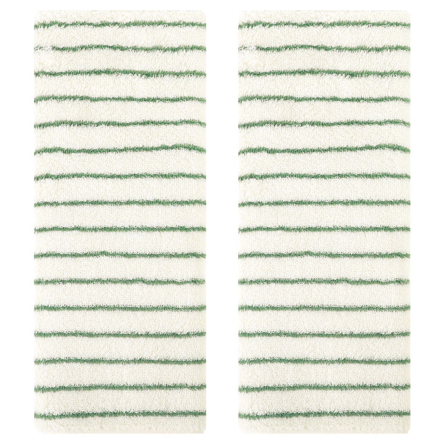 Unique Bargains Classic Stripe Bath Hand Towels Cotton Soft Absorbent Light Green 2-Piece