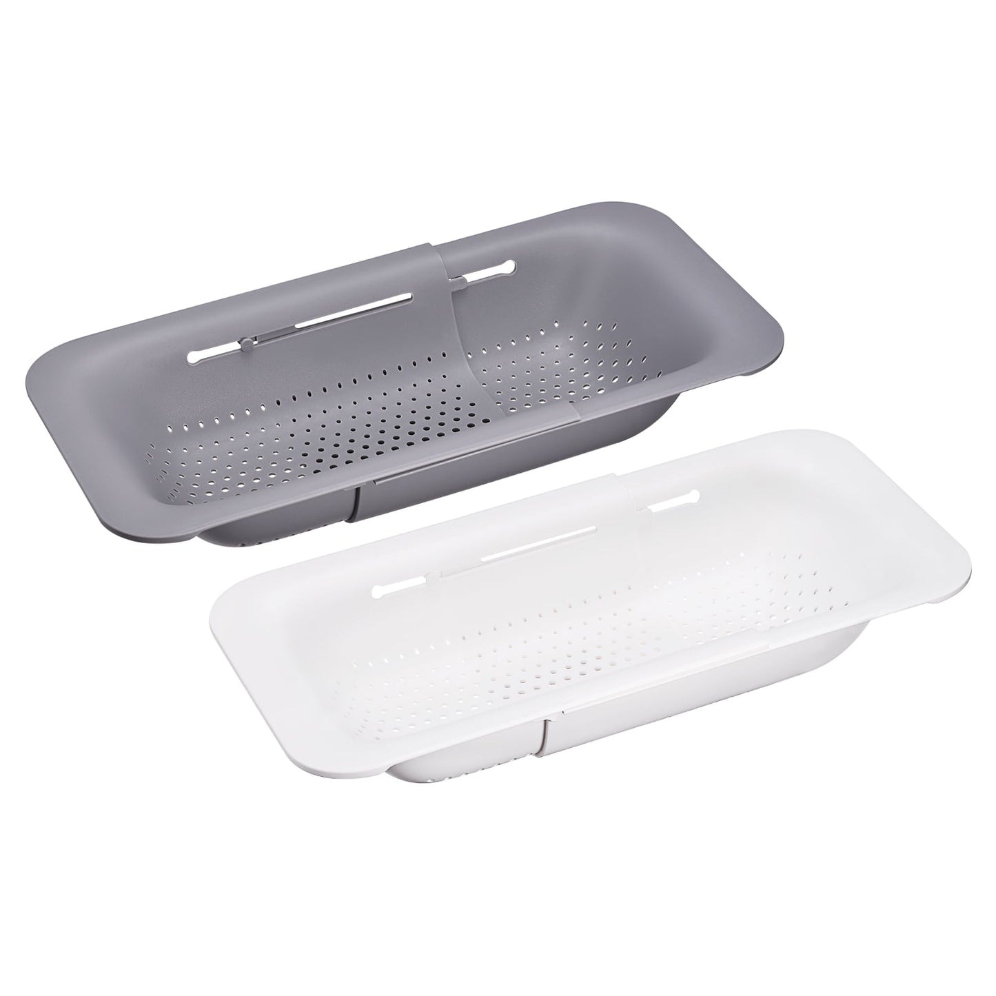 Unique Bargains Collapsible Food Colander Kitchen Plastic Basket for Food 2 Pcs Gray, White