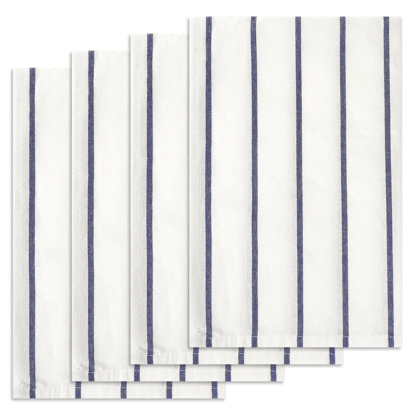 Unique Bargains Cotton Hand Towels Absorbent Lint Free Dish Kitchen Towels 24 x 16 Inch Blue Pinstriped 4pk