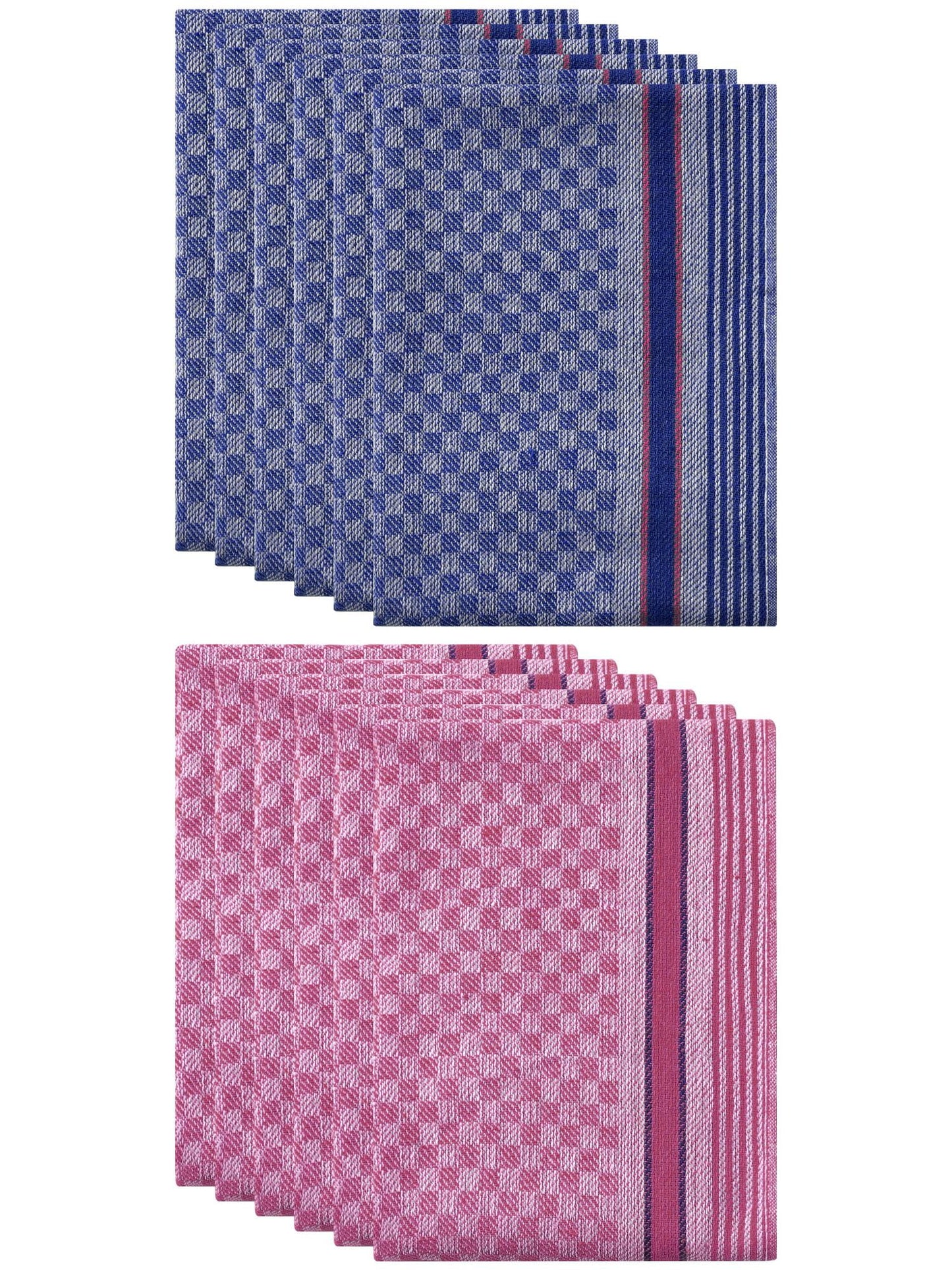 Unique Bargains Cotton Soft Waffle Weave Kitchen Dishcloths 15" x 25" Blue Pink