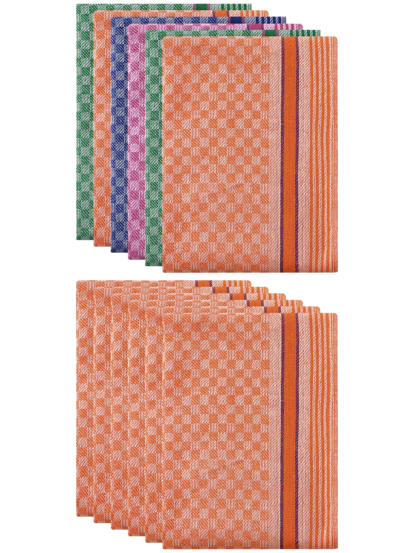Unique Bargains Cotton Soft Waffle Weave Kitchen Dishcloths 15" x 25" Multicolor Orange