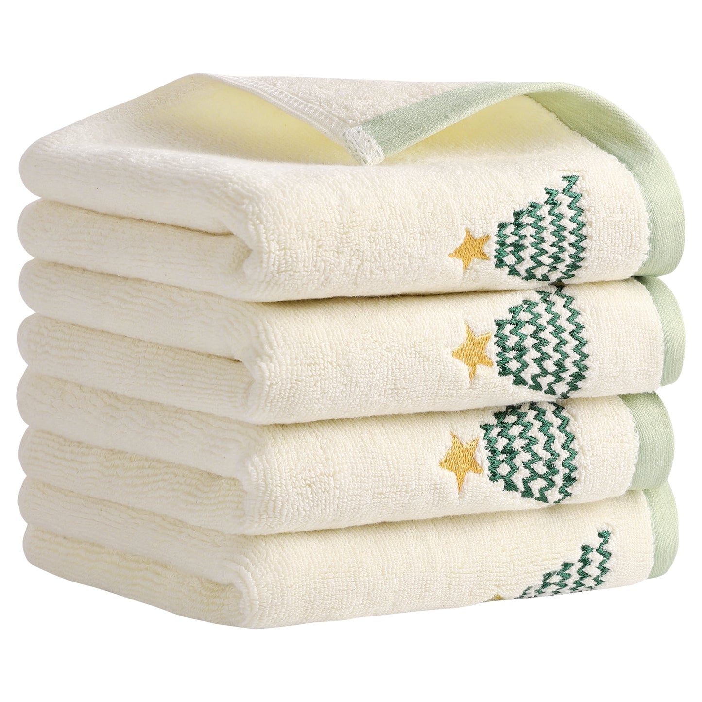 Unique Bargains Cute Cartoon Pattern Decorative Hand Towels White-Christmas Tree 4-Piece