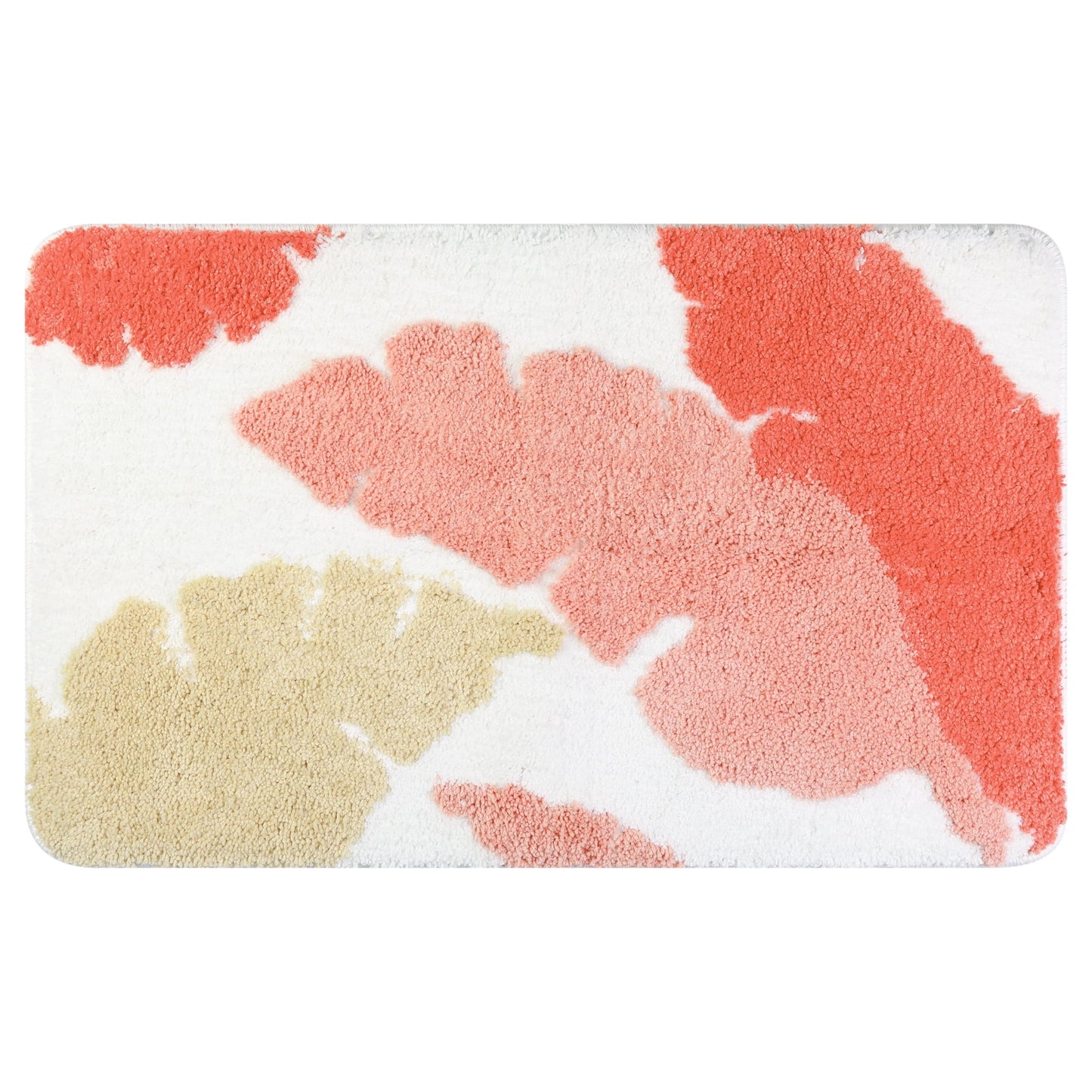 Unique Bargains Cute Leaf Pattern Bath Rug Boho Non Slip Bathroom Decor Washable Mat Pink 20" x 32"