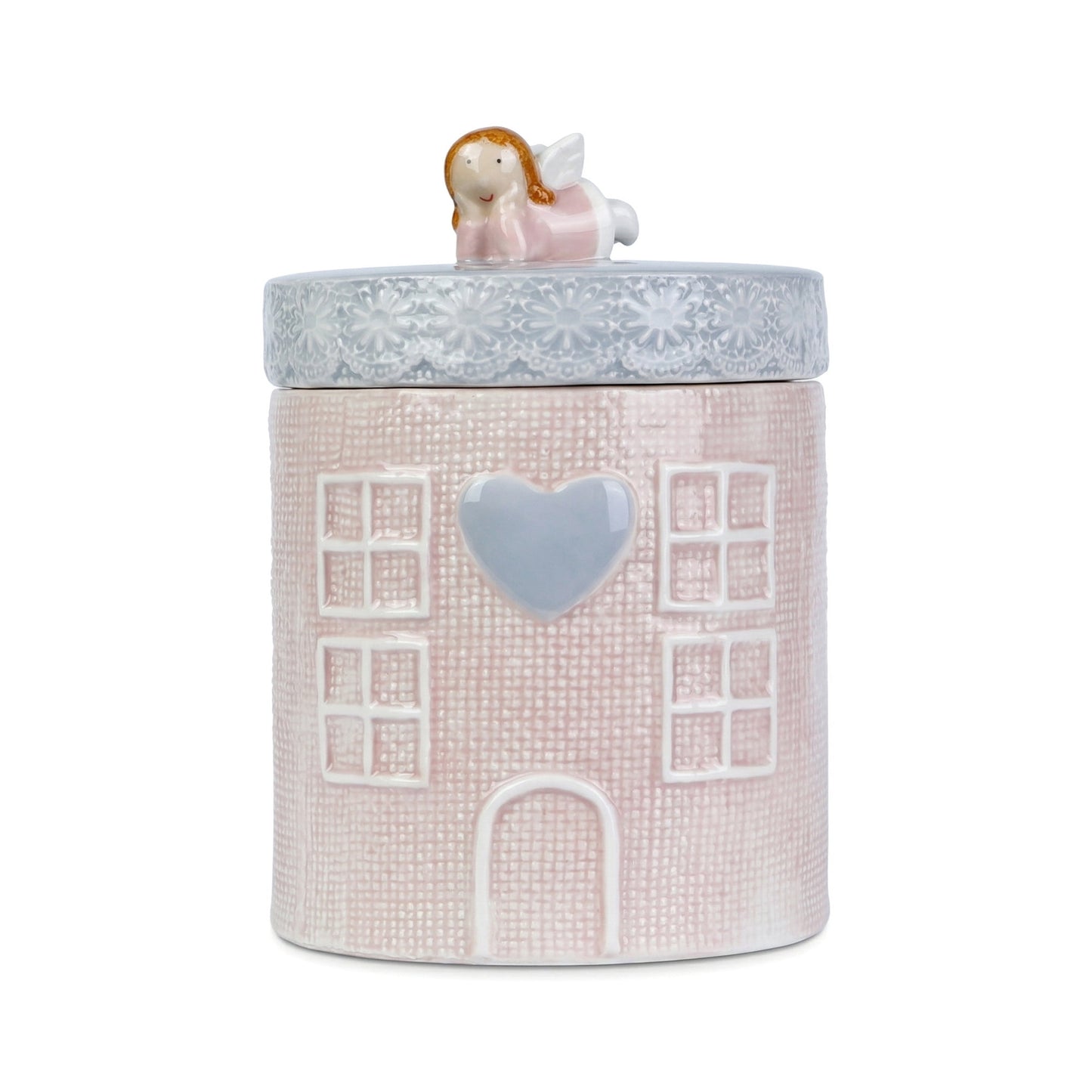 Unique Bargains Embossed Canister Set Ceramic Jar with Airtight Lid for Kitchen Pink