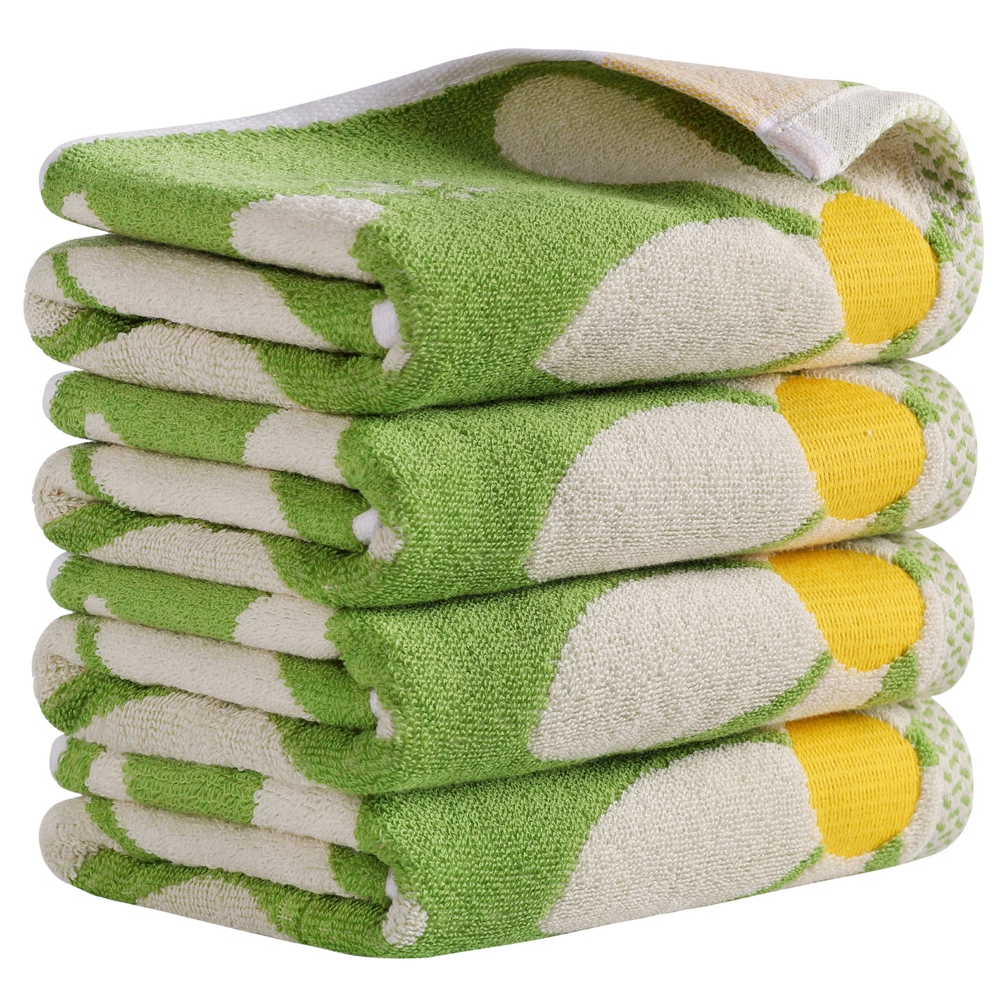 Unique Bargains Floral Pattern Pure Cotton Soft Absorbent Decorative Green 4-Pieces