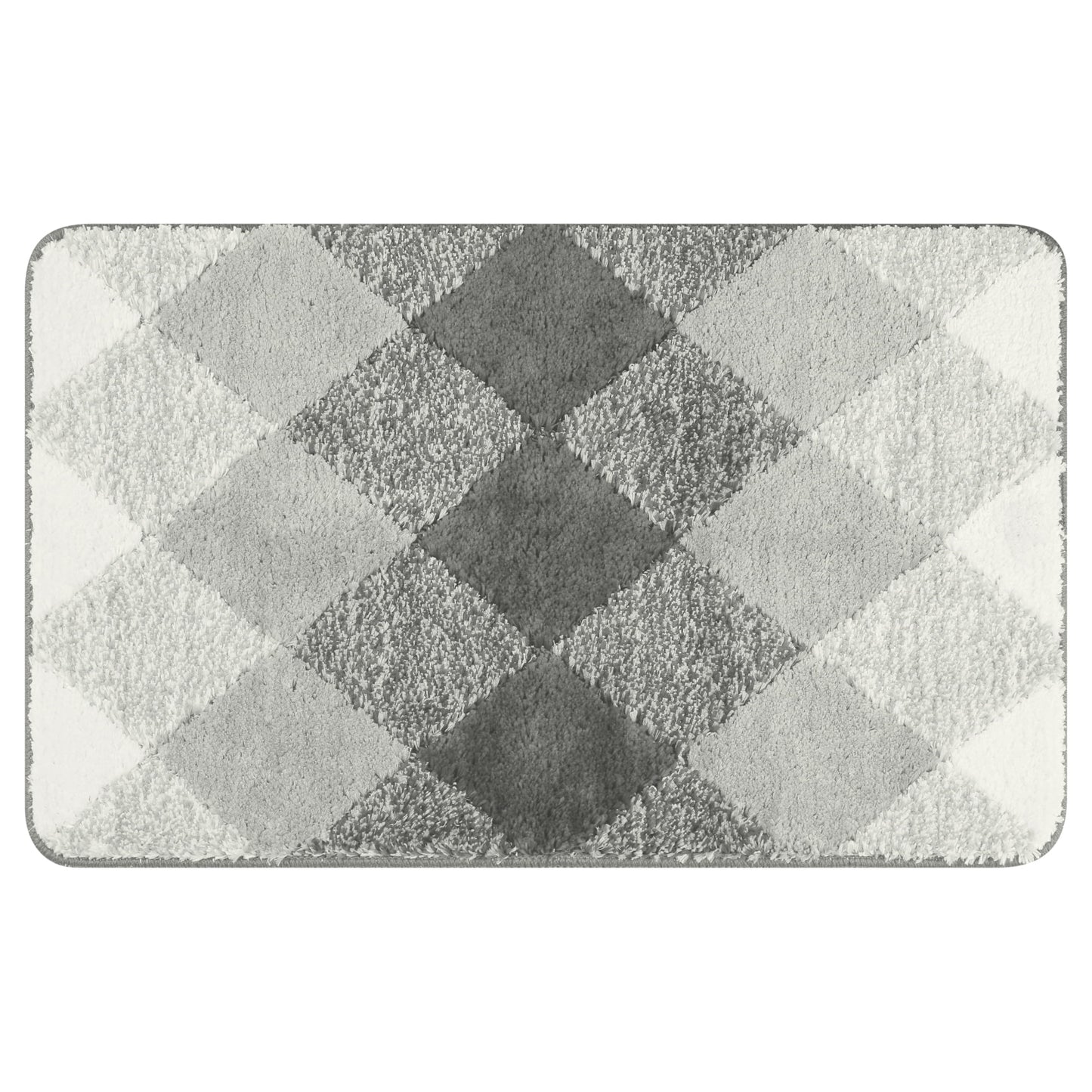 Unique Bargains Geometric Pattern Bathroom Rug Mat Soft Absorbent Bath Mat Non-Slip Carpet Grey 20" x 32"