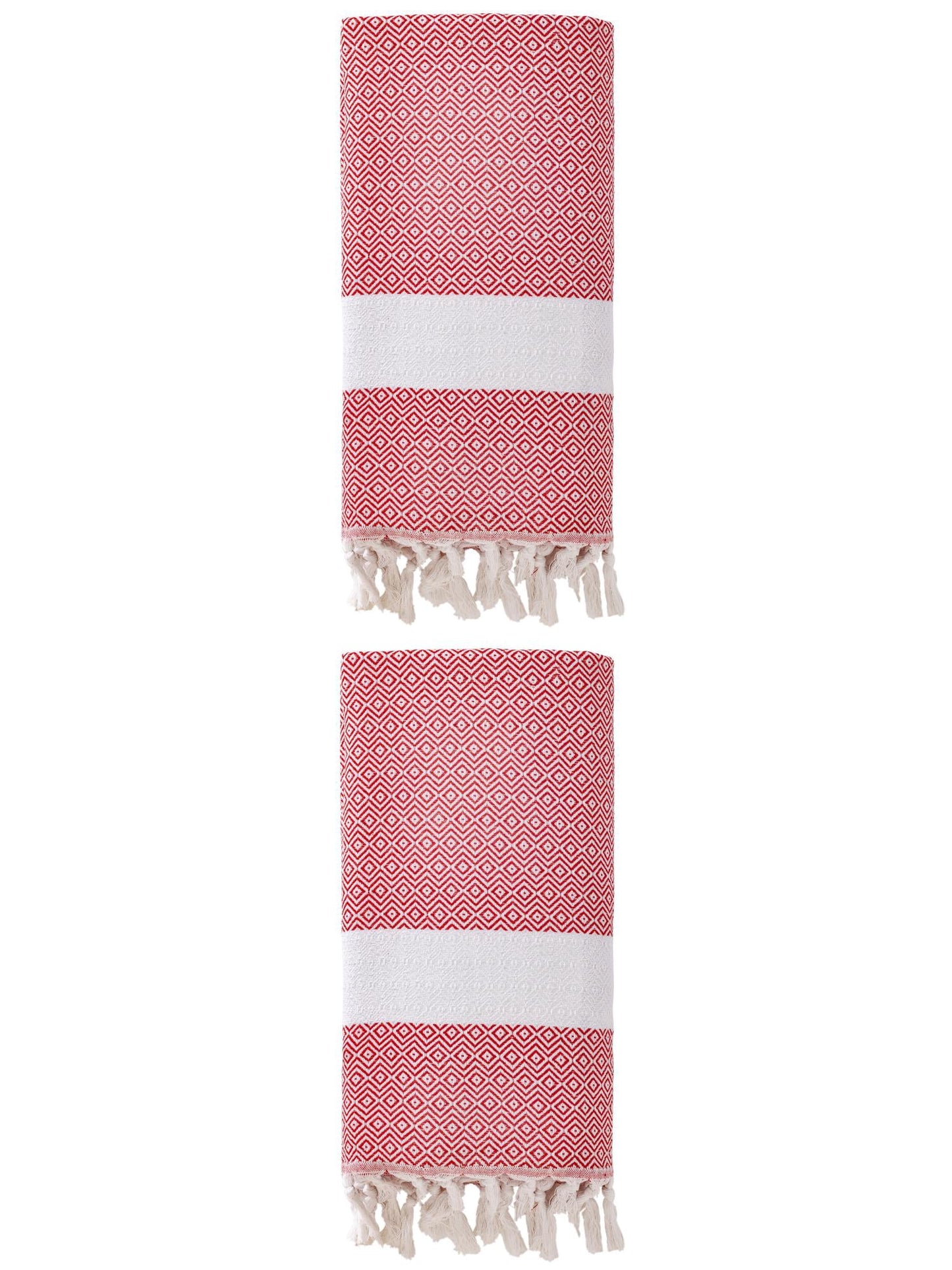 Unique Bargains Geometric Sandproof Quick Dry Turkish Towel Crimson 71"x40"