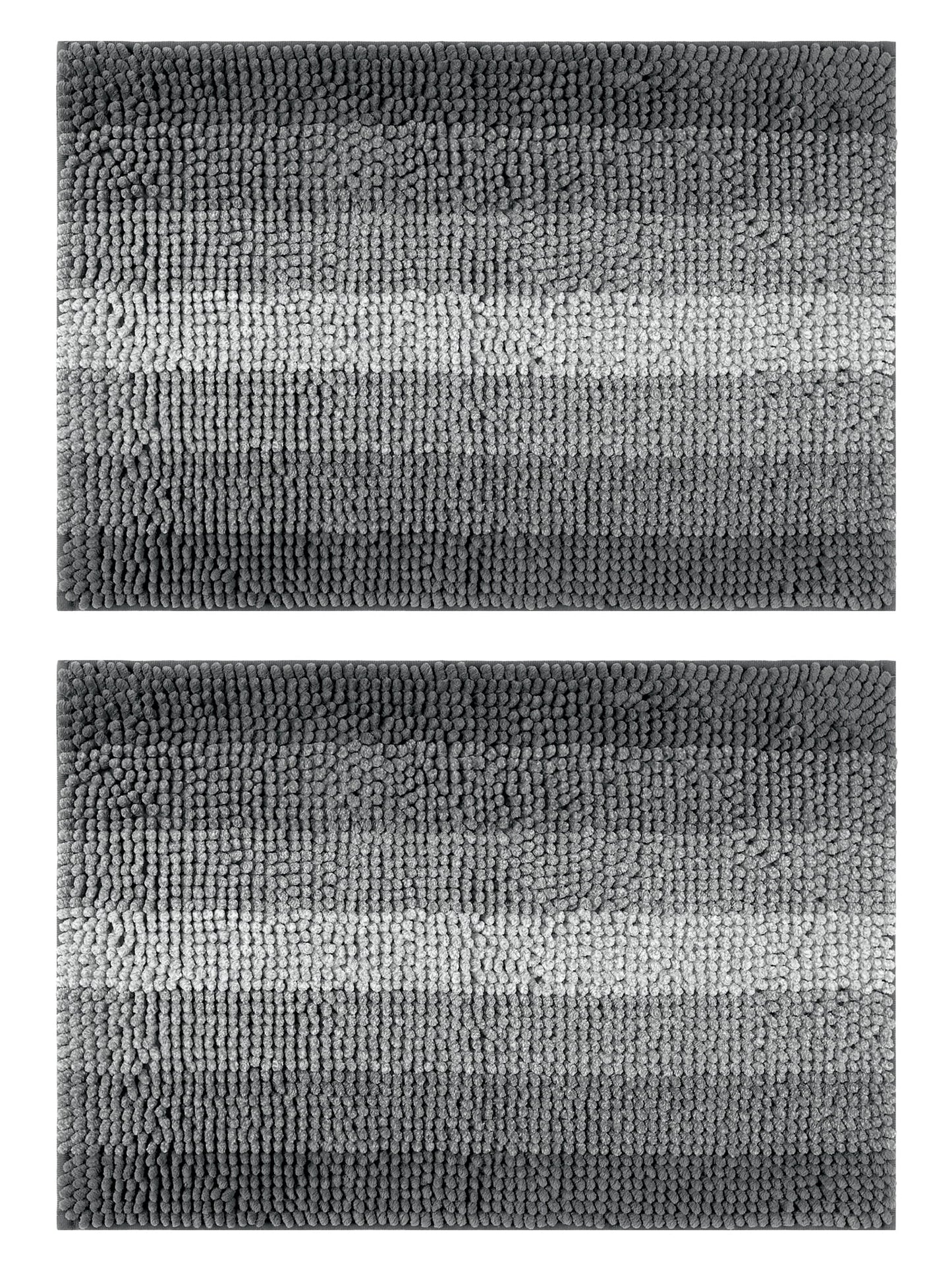 Unique Bargains Gradient Color Striped Bath Mats 2 Pcs Non-Slip Bathroom Rugs Black 16" x 24"