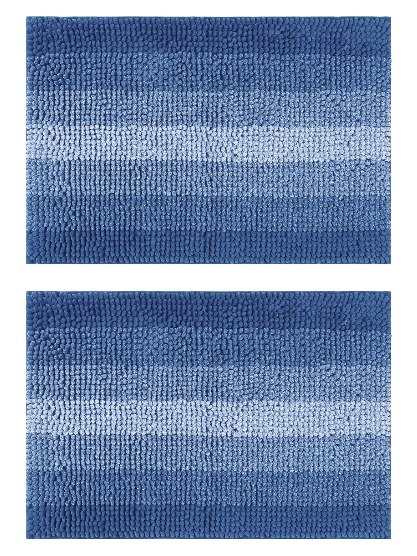 Unique Bargains Gradient Color Striped Bath Mats 2 Pcs Non-Slip Bathroom Rugs Navy Blue 20" x 32"