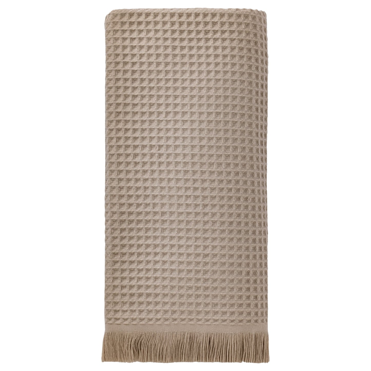 Unique Bargains Highly Absorbent Cotton Waffle Bath Towel with Tassel Camel 71" x 35"