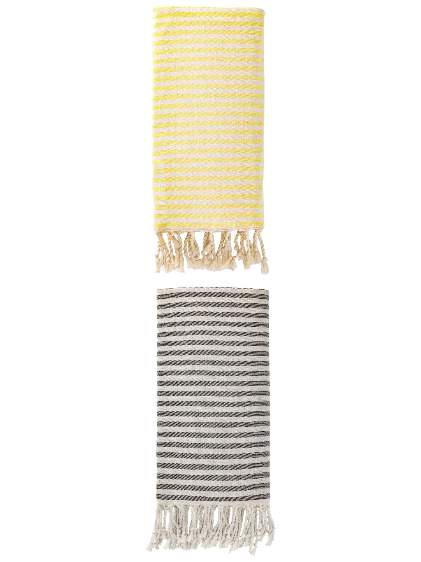 Unique Bargains Lightweight Sand Free Quick Dry Turkish Towel Black/Light Yellow 71"x40"