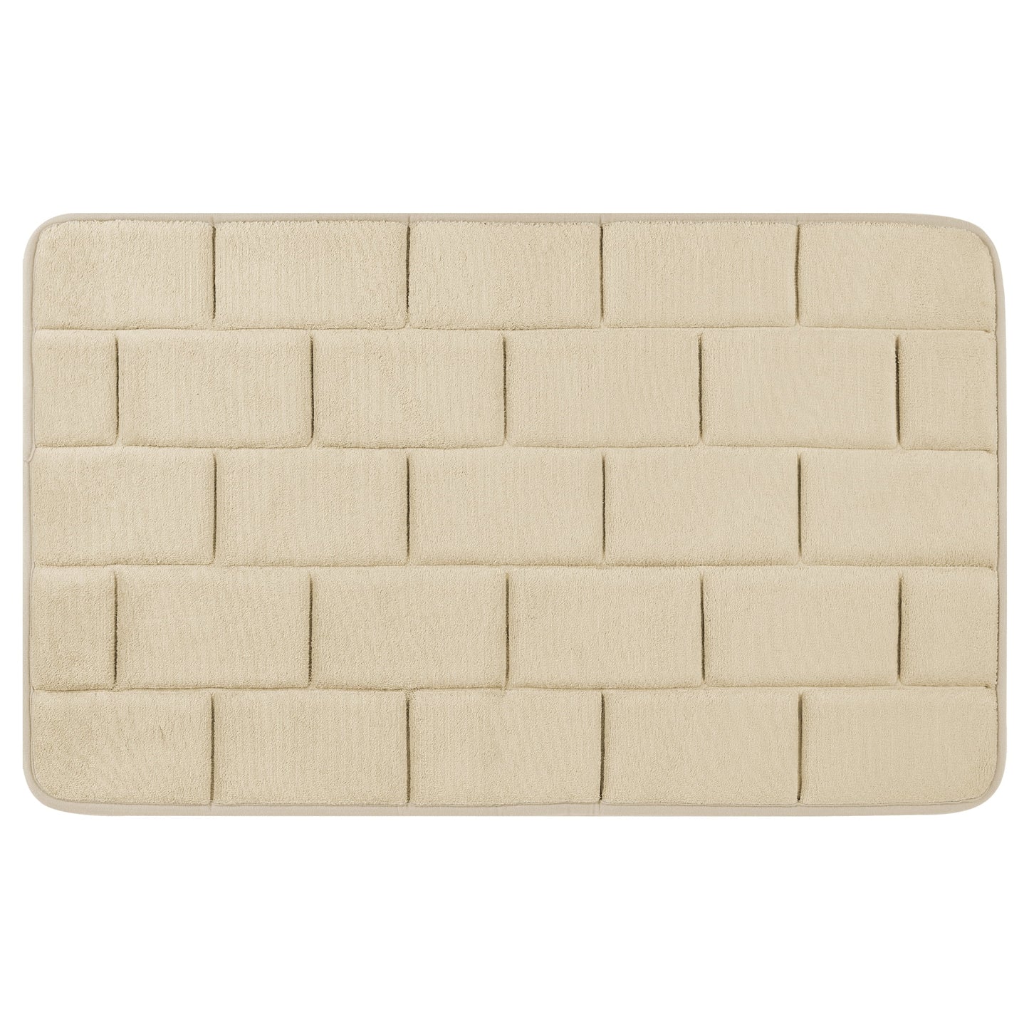 Unique Bargains Memory Foam Bath Mat Soft Absorbent Bathroom Rug Non-Slip Thick Dry Fast Beige 16" x 24"