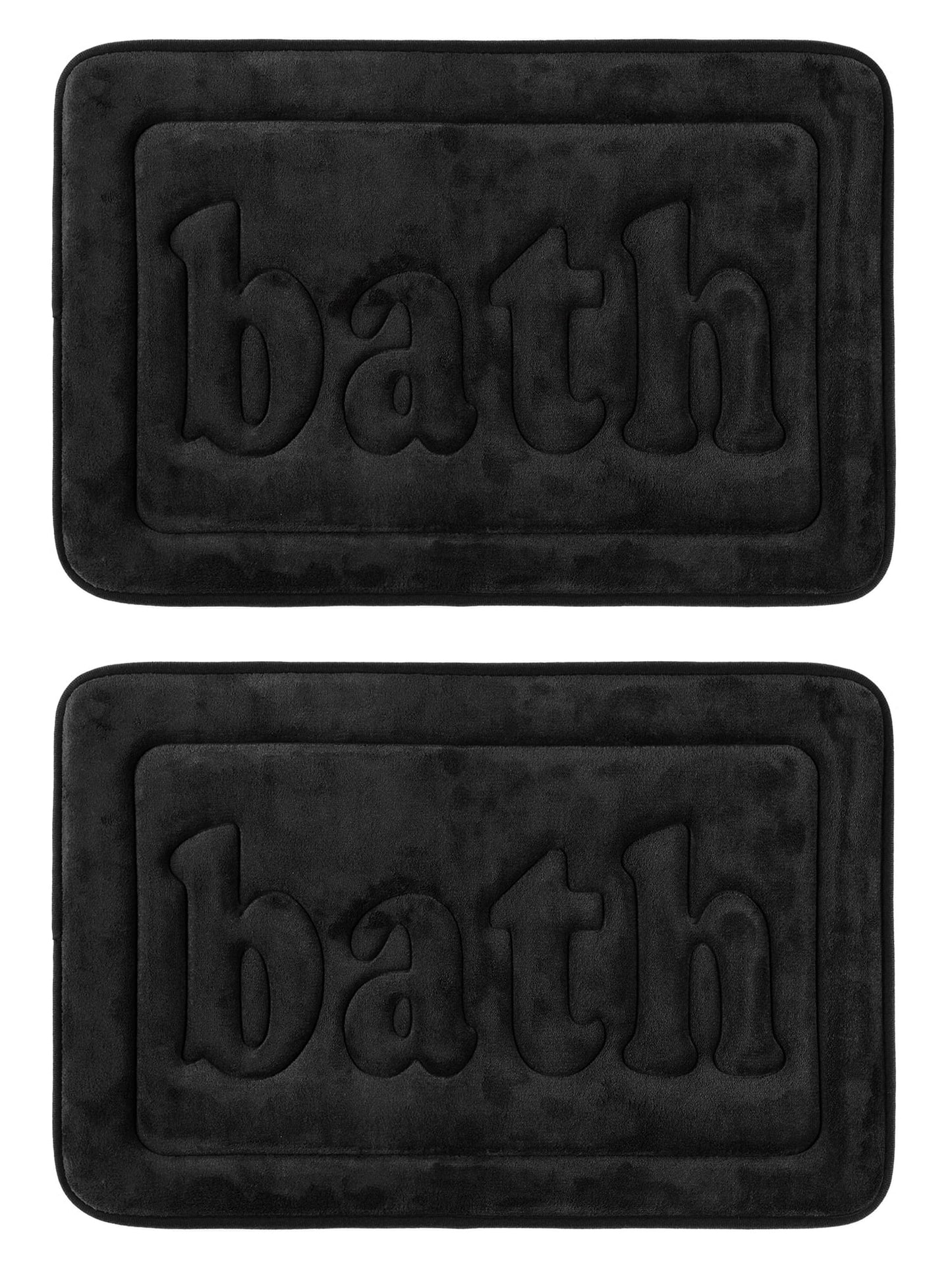 Unique Bargains Non Skid Memory Foam Bath Mats 2 Pcs Absorbent Quick Dry Bathroom Rugs Black 16" x 24"