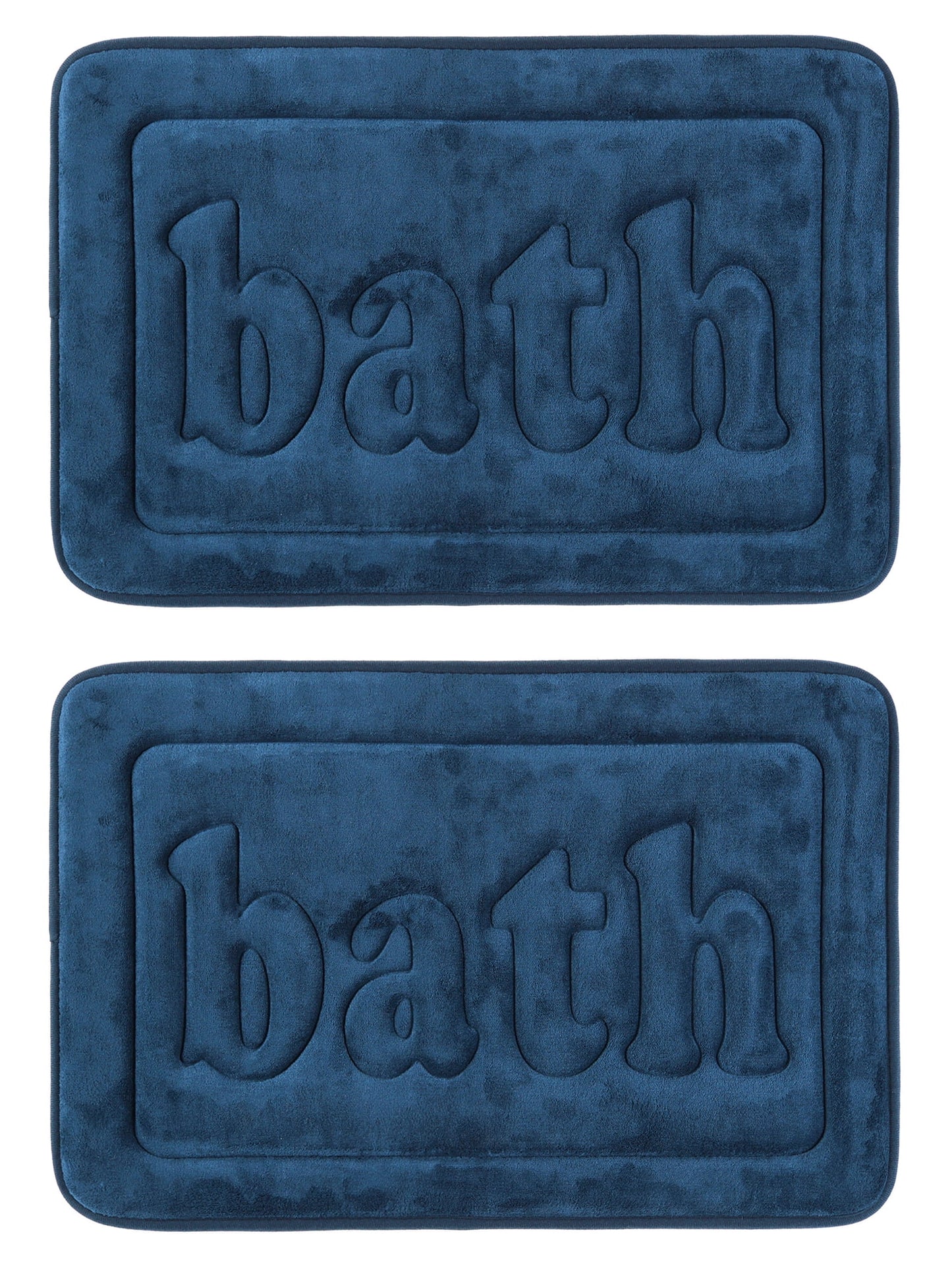 Unique Bargains Non Skid Memory Foam Bath Mats 2 Pcs Absorbent Quick Dry Bathroom Rugs Dark Blue 20" x 32"