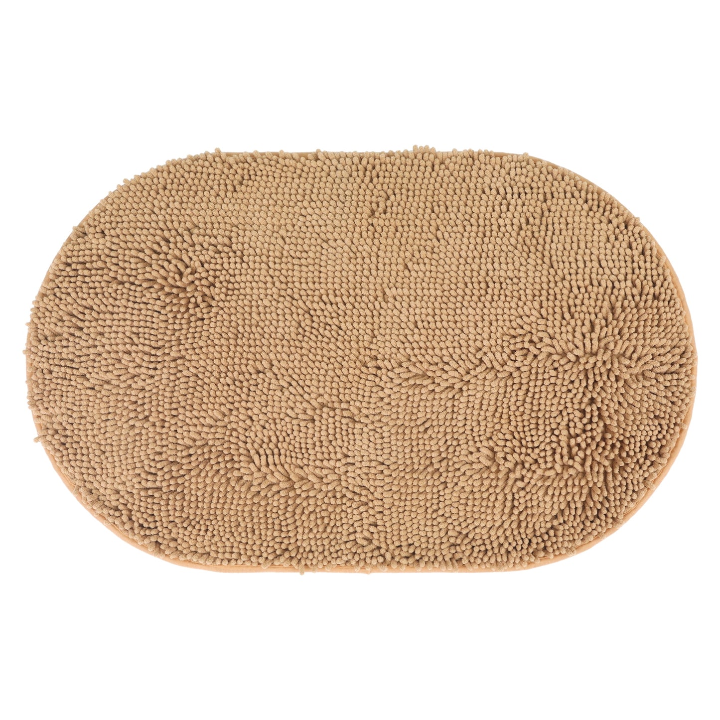 Unique Bargains Oval Plush Bath Mat Soft Non Slip Washable Rug Khaki 16" x 24"