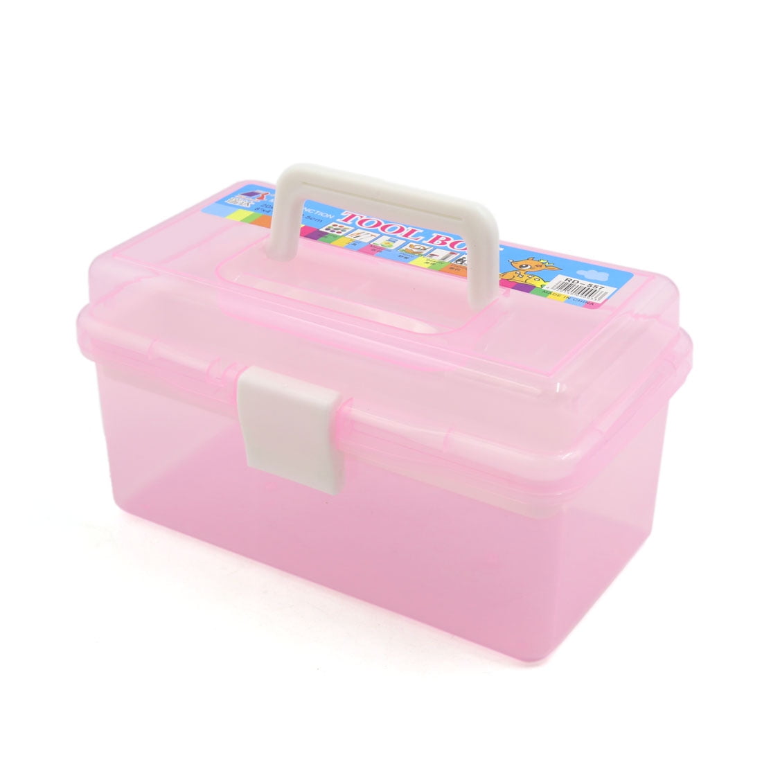 Unique Bargains Pink Multifunction Nail Art Makeup Cosmetic Tool Container Storage Box