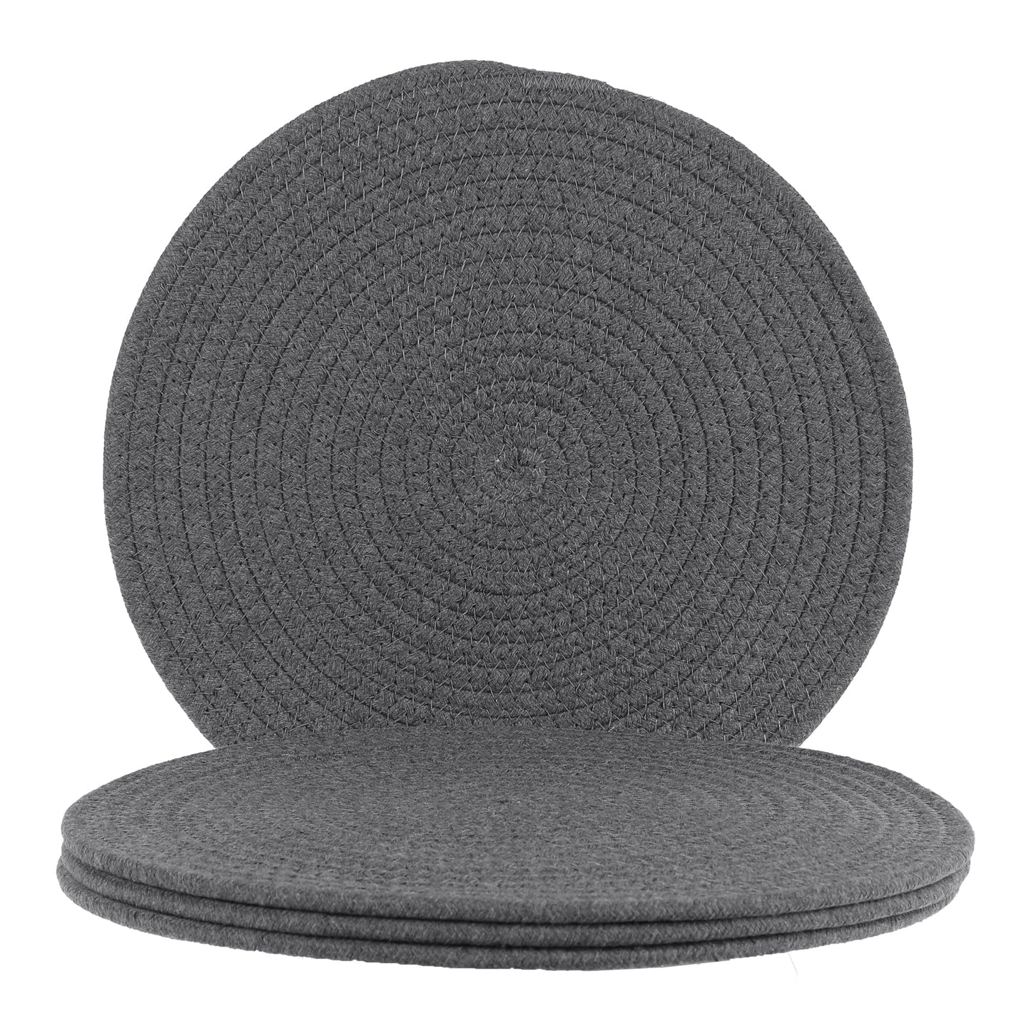Unique Bargains Placemats Set of 4 Cotton Round Placemats for Dining Table Dark Gray