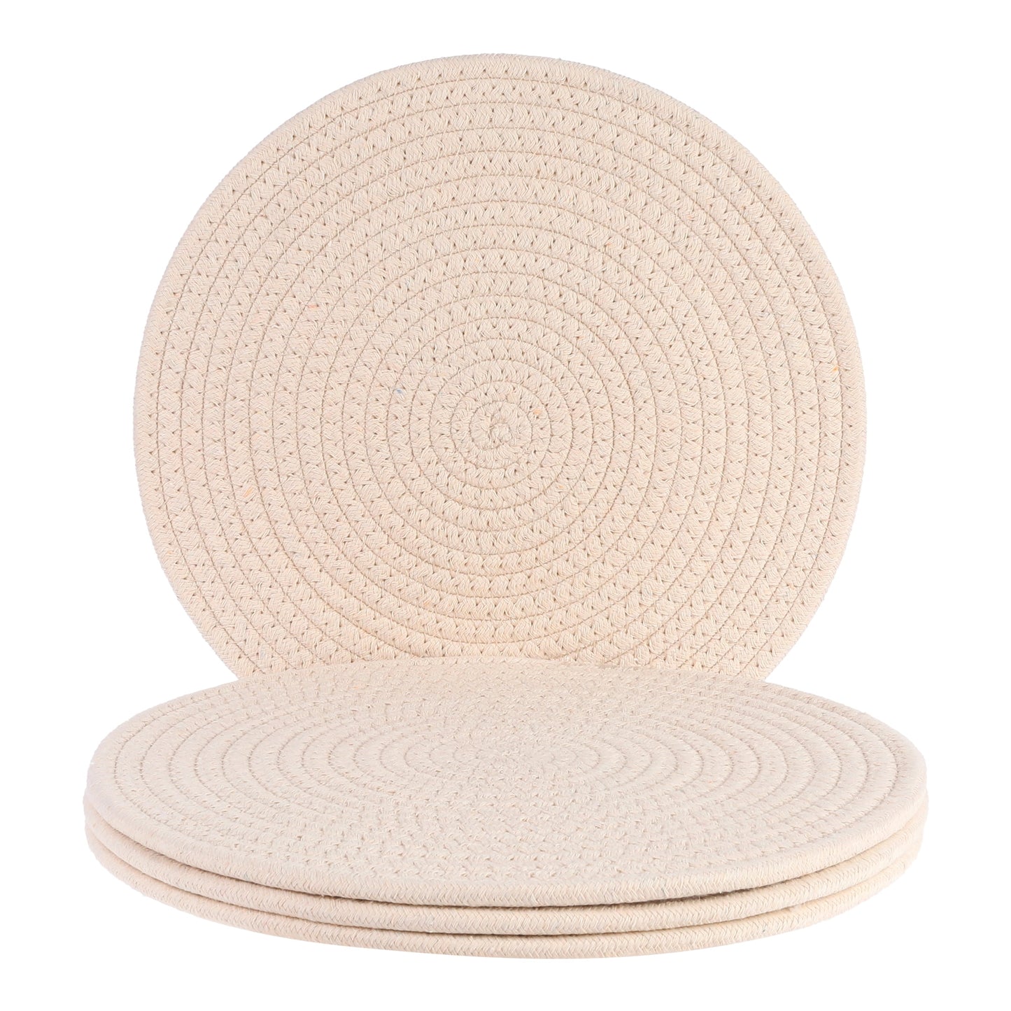 Unique Bargains Placemats Set of 4 Cotton Round Placemats for Dining Table Khaki