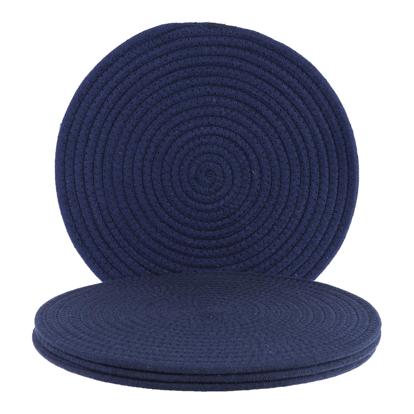Unique Bargains Placemats Set of 4 Cotton Round Placemats for Dining Table Navy Blue