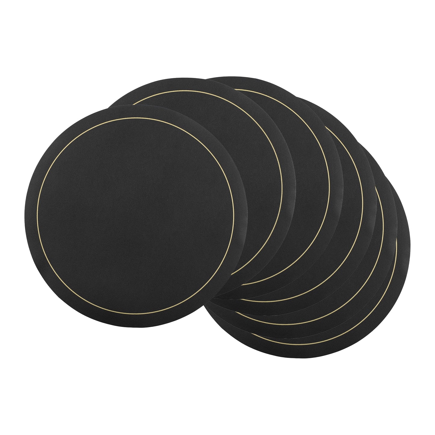 Unique Bargains Placemats Set of 6 Faux Leather Black