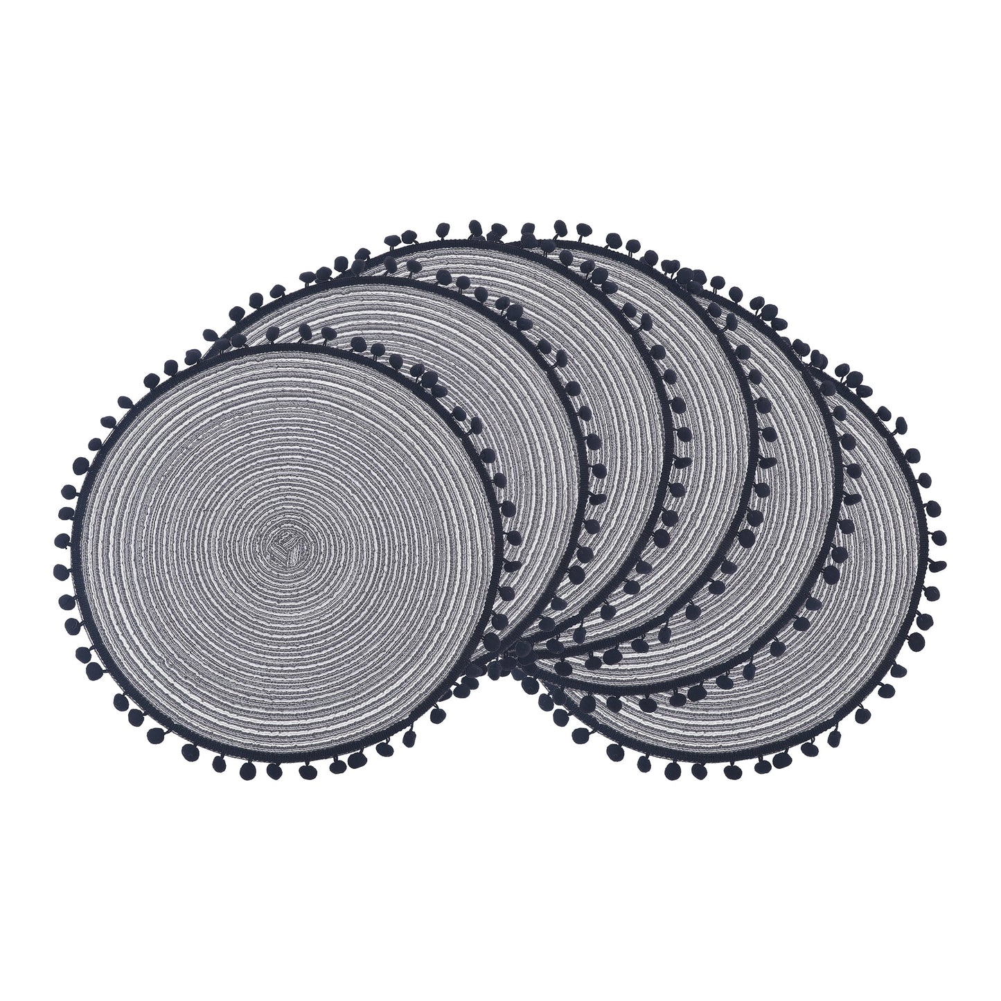 Unique Bargains Placemats Set of 6 Polyester Placemats for Dining Table Black Gray 15x15in