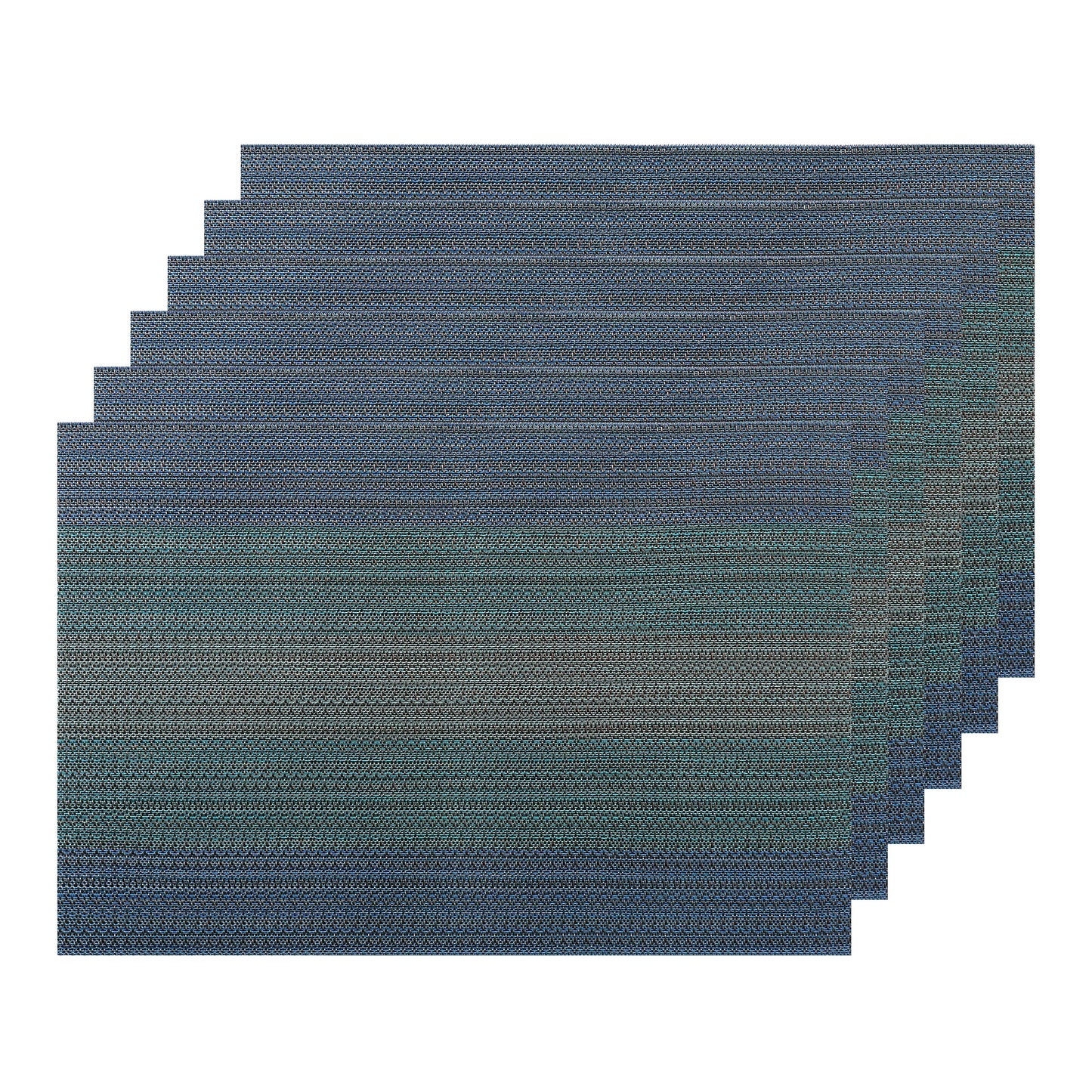 Unique Bargains Placemats Set of 6 Vinyl Place Mats for Dining Table Weave Table Mats 18" x 12" DarkBlue