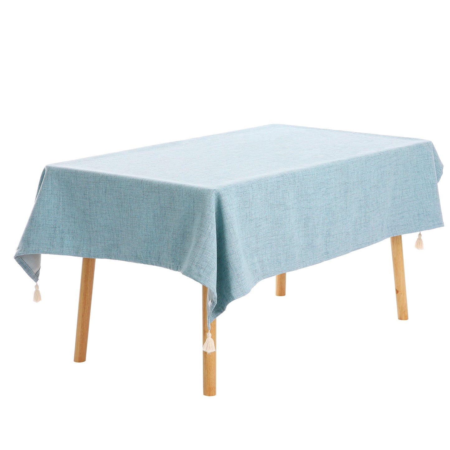 Unique Bargains Rectangle Tablecloth with Fringe for Indoor Outdoor Light Blue 52"x79"