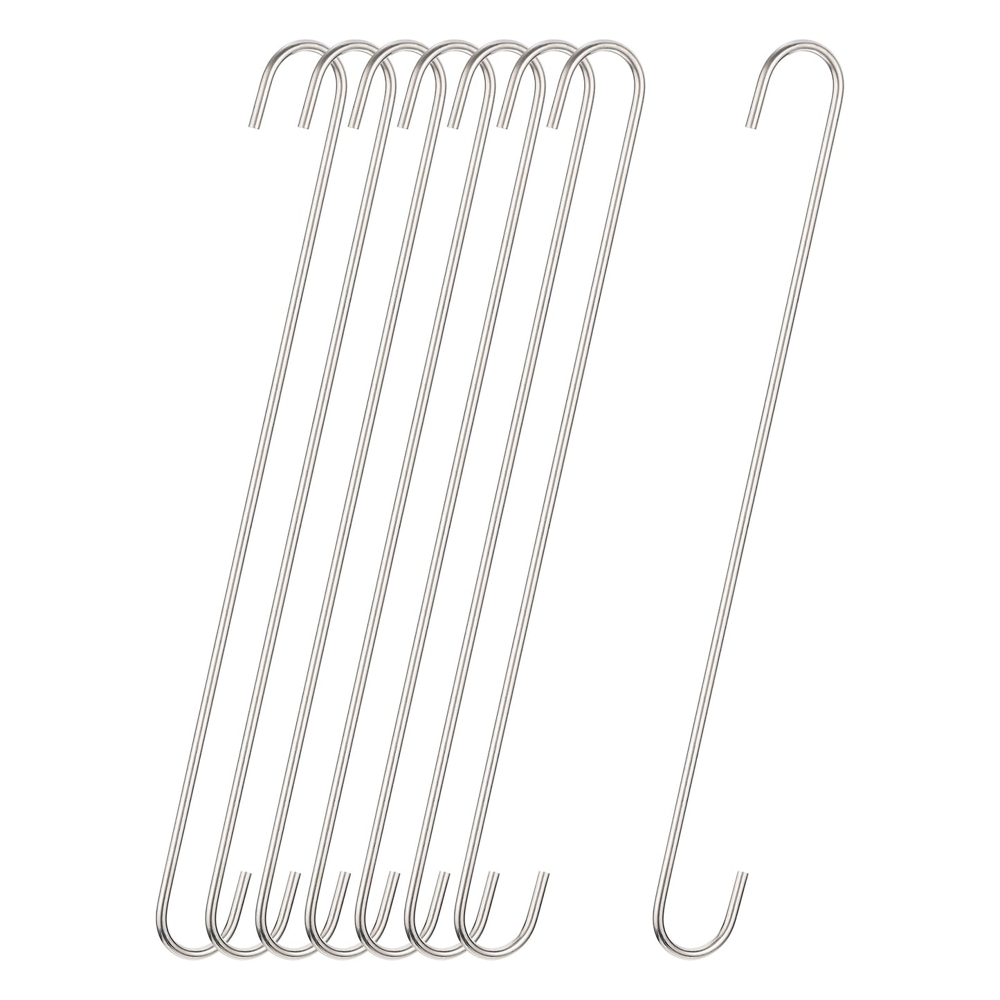 Unique Bargains S Hanging Hooks Extra Long Hangers Matt Silver 16inch/400mm