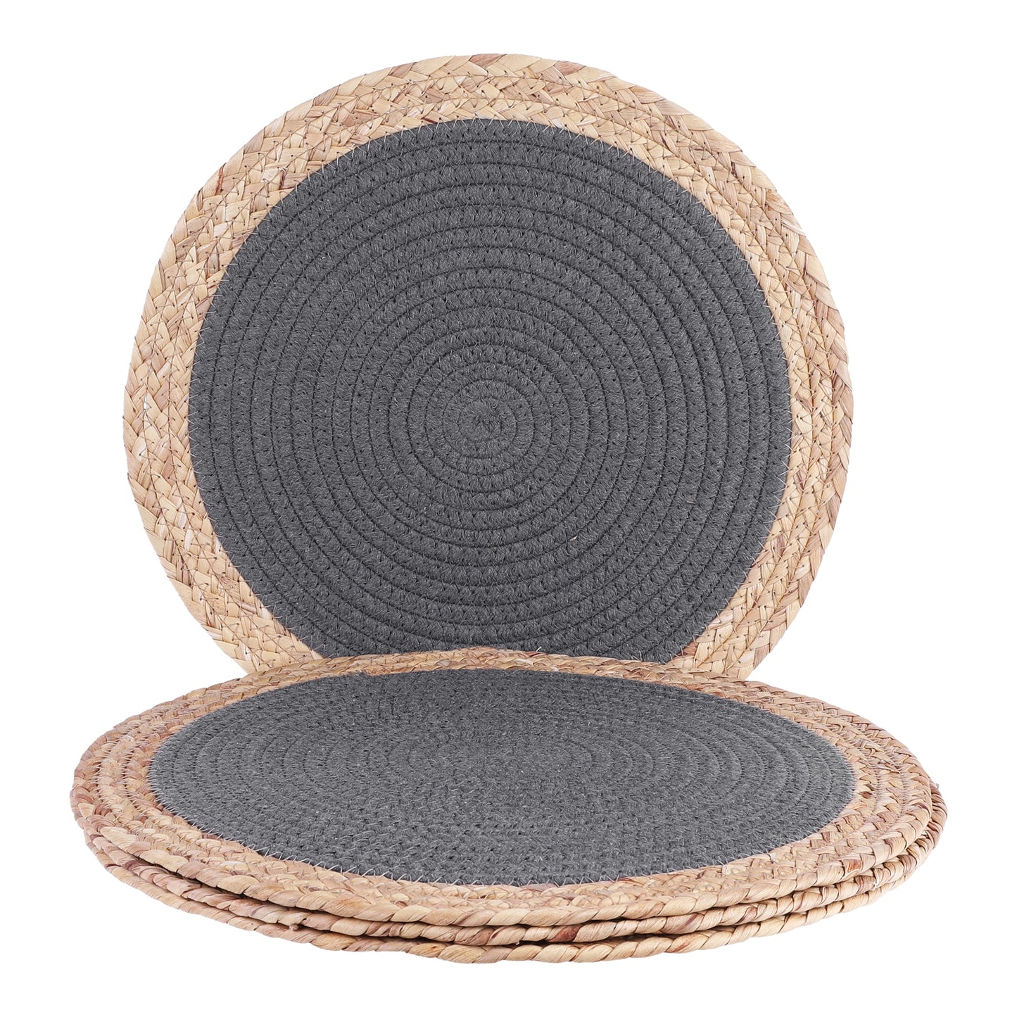 Unique Bargains Set of 4 Placemats for Dining Table Decor Table Mats Dark Gray 14x14in