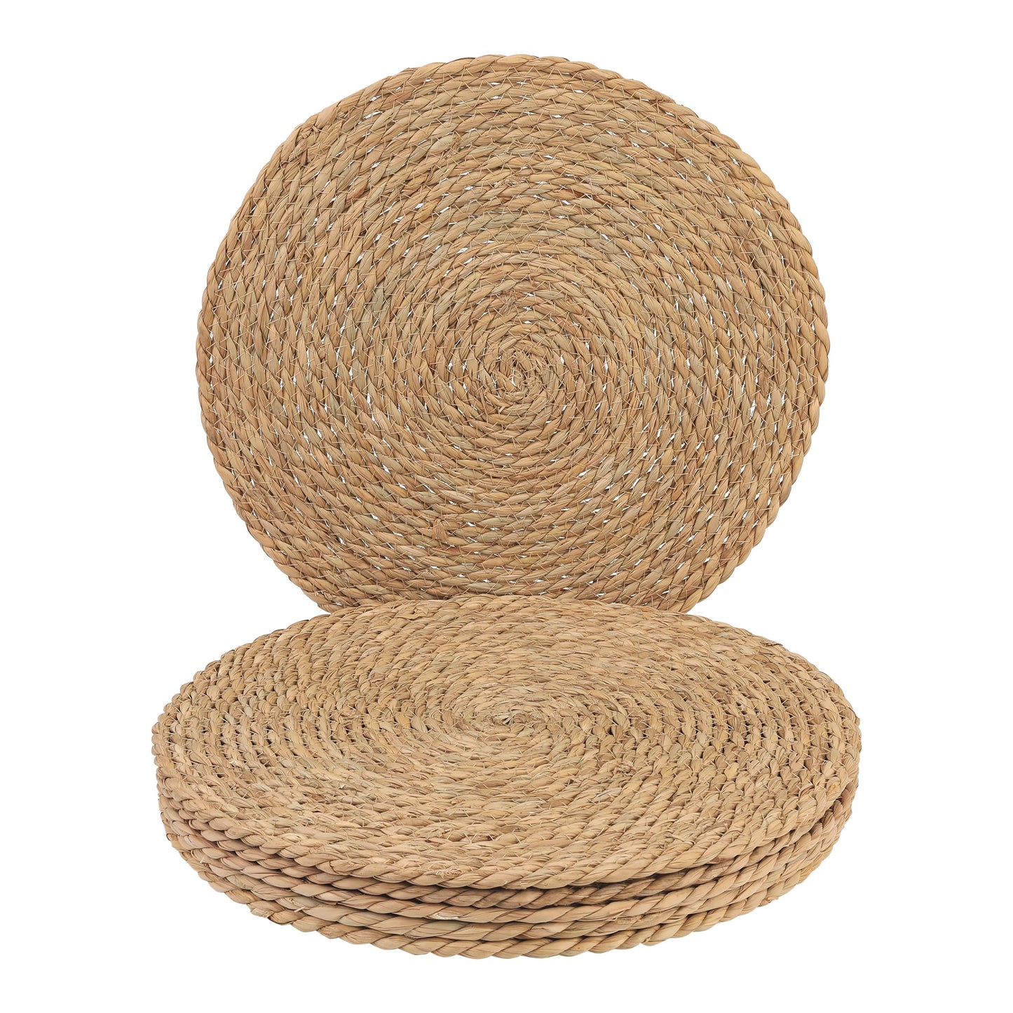 Unique Bargains Set of 6 Farmhouse Straw Woven Placemats Brown 13.8inch